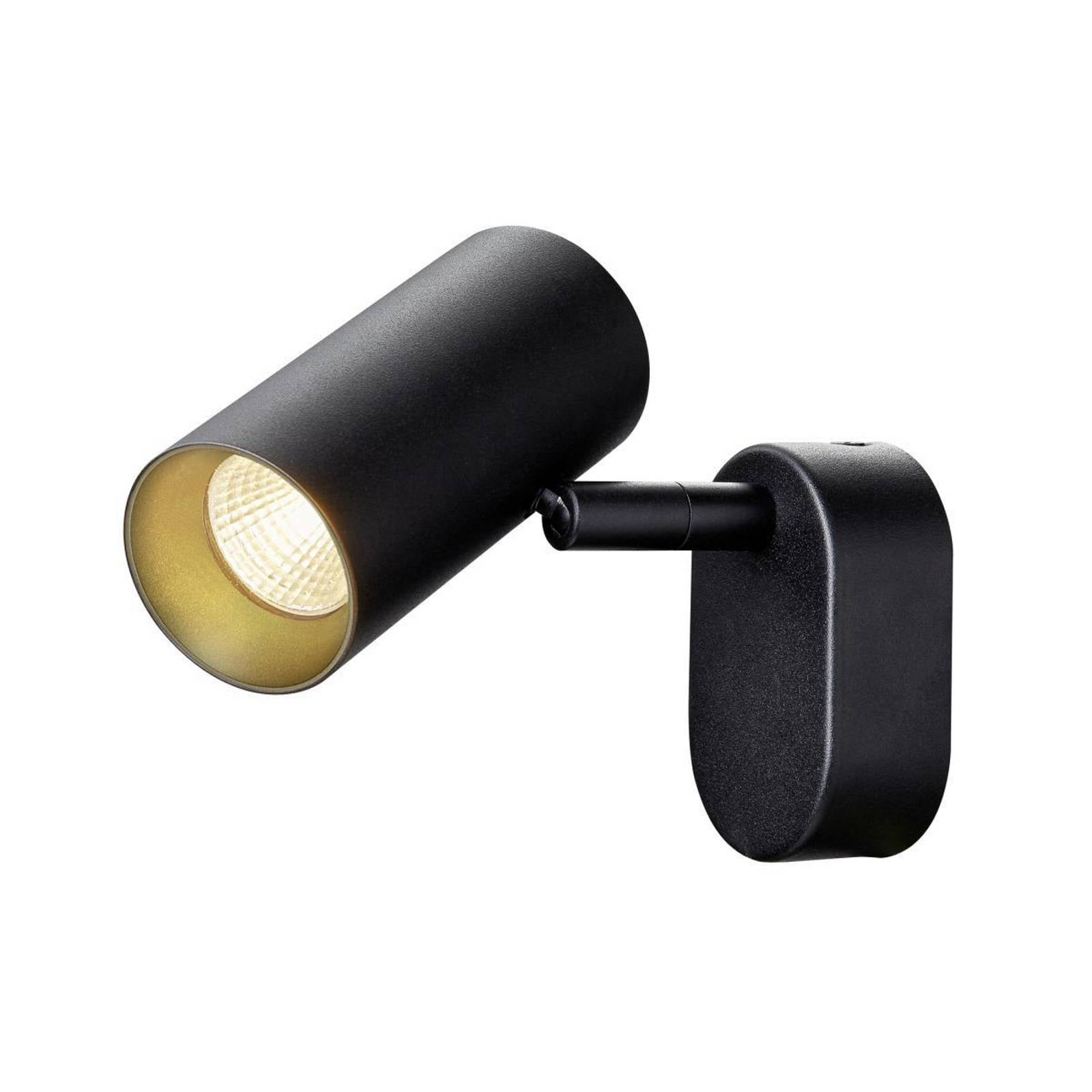 SLV LED-Wandstrahler Noblo, 2.700 K, schwarz, 13 cm Metall