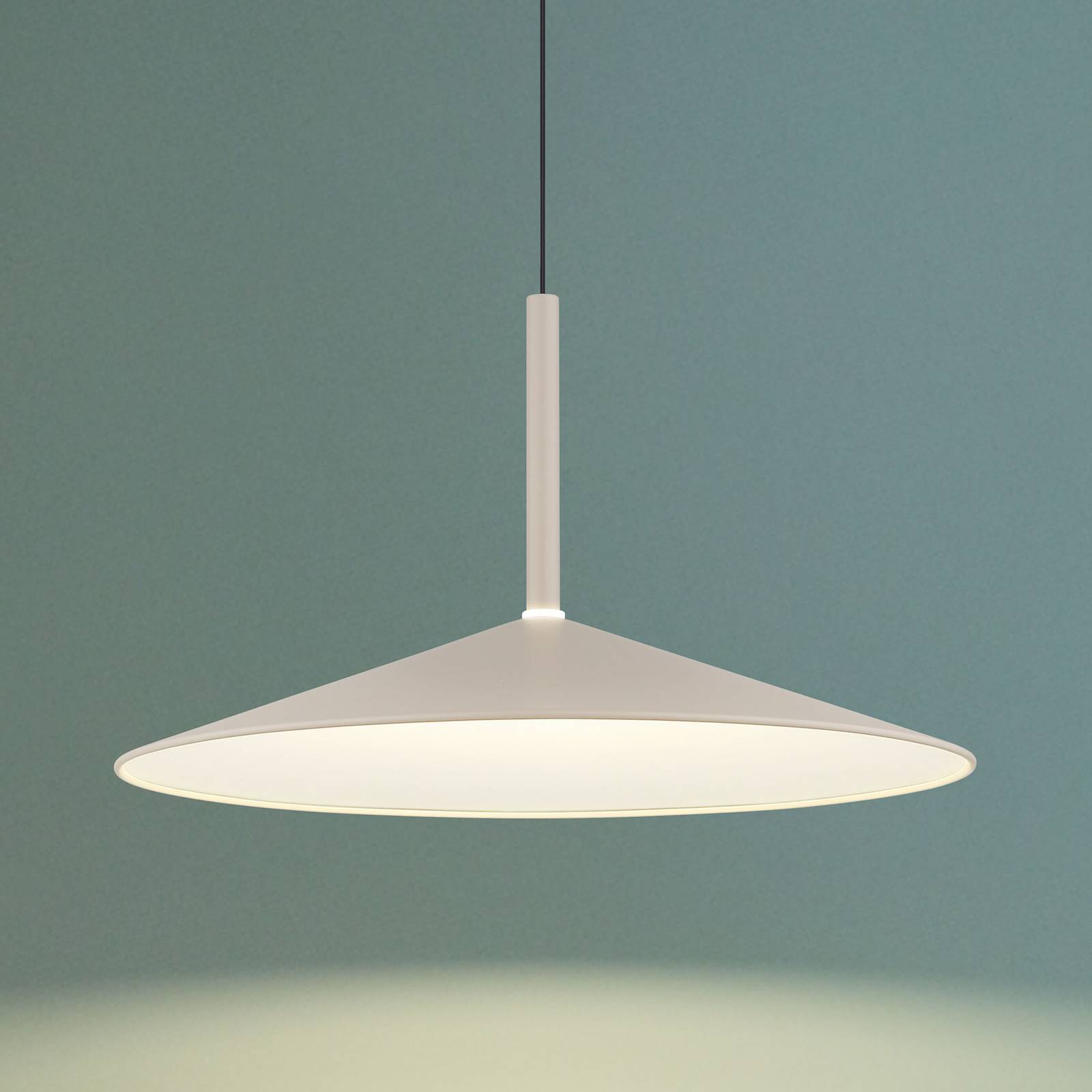 Żyrandol LED „Lampone”, kolor piaskowy, Ø 47 cm, metal, system Soft-Lift
