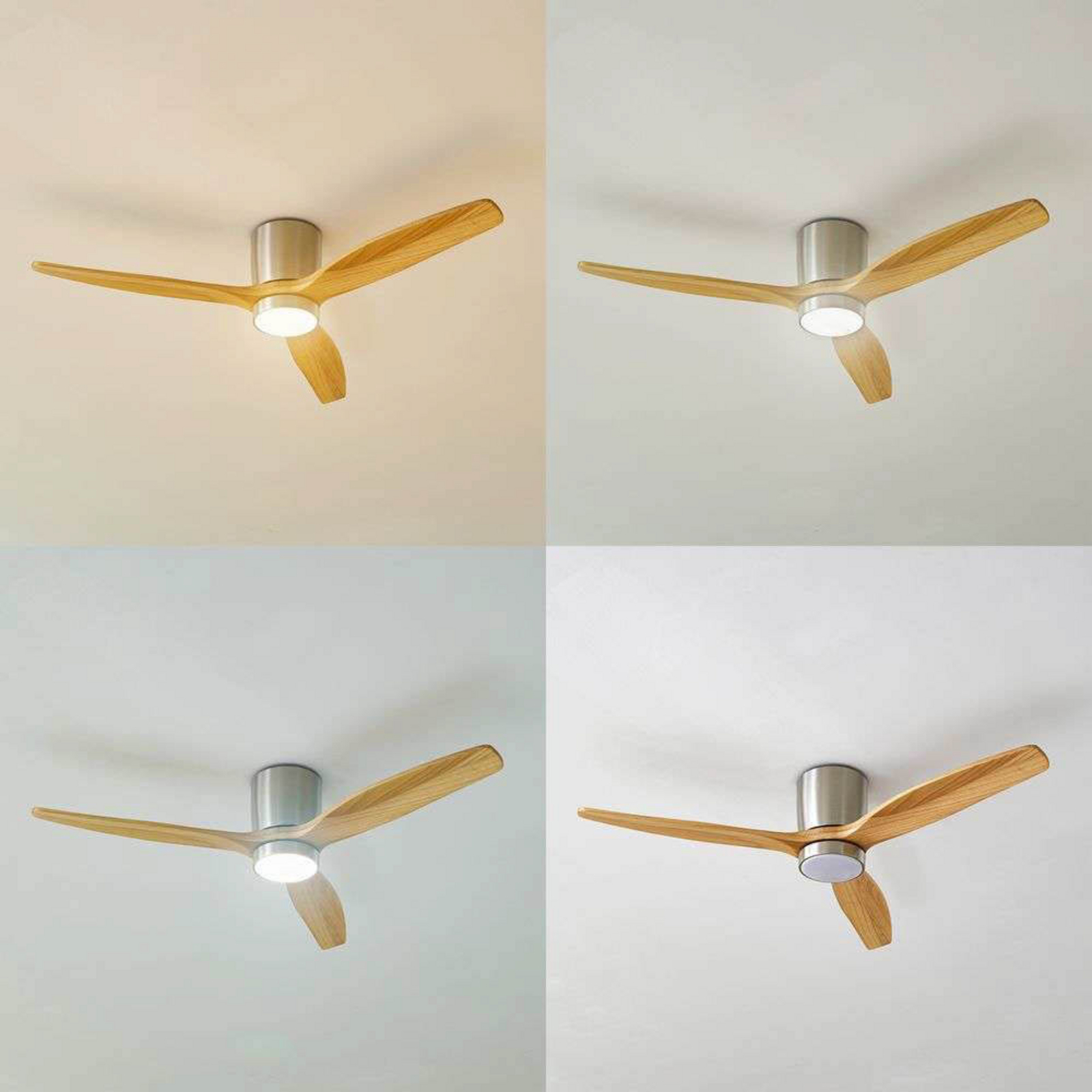 Faipari LED Wentylator sufitowy Nikkel/Drewno - Lucande