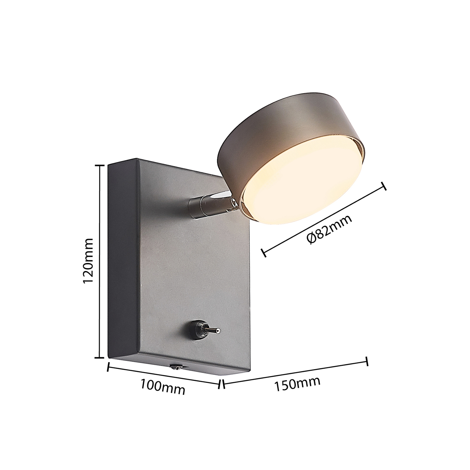 Lindby Kaylou LED-vegglampe, kort, svart