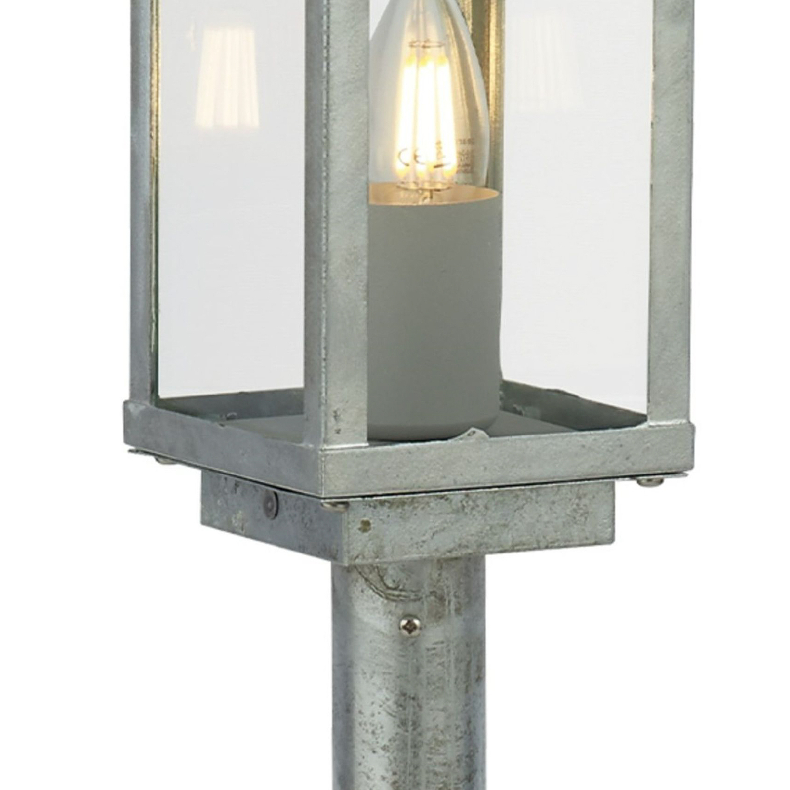 Pillar light Box II, 50 cm high, silver/clear, glass, IP44