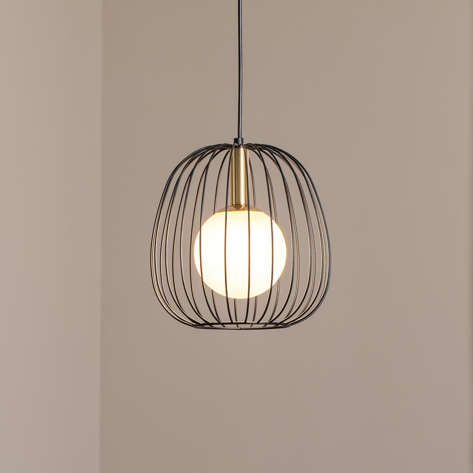 Hængelampe Bell S, Ø 24 cm, 1 lyskilde, sort/guld/hvid