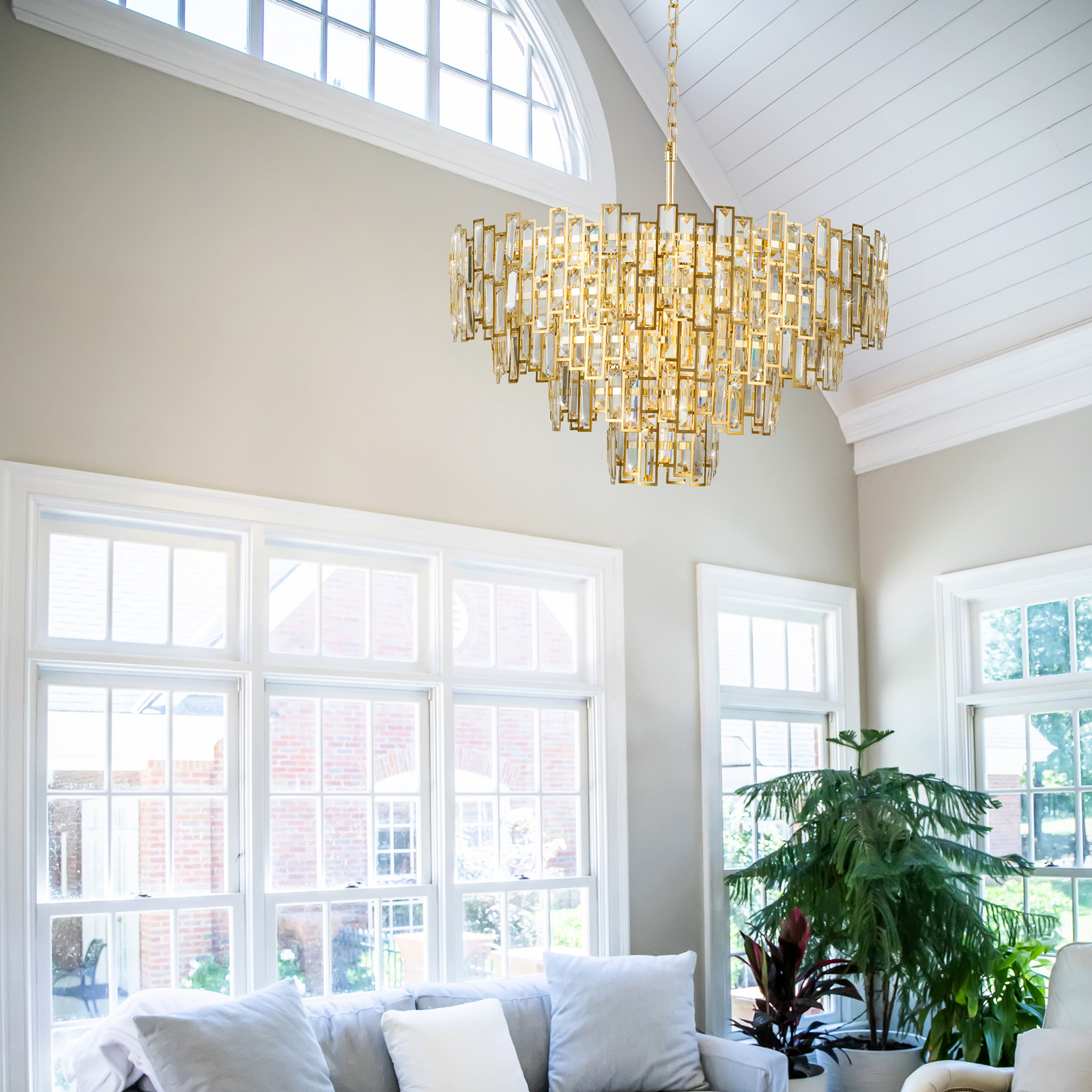 Suspension Calmeilles, laiton, Ø 78 cm, verre - Stars of Light