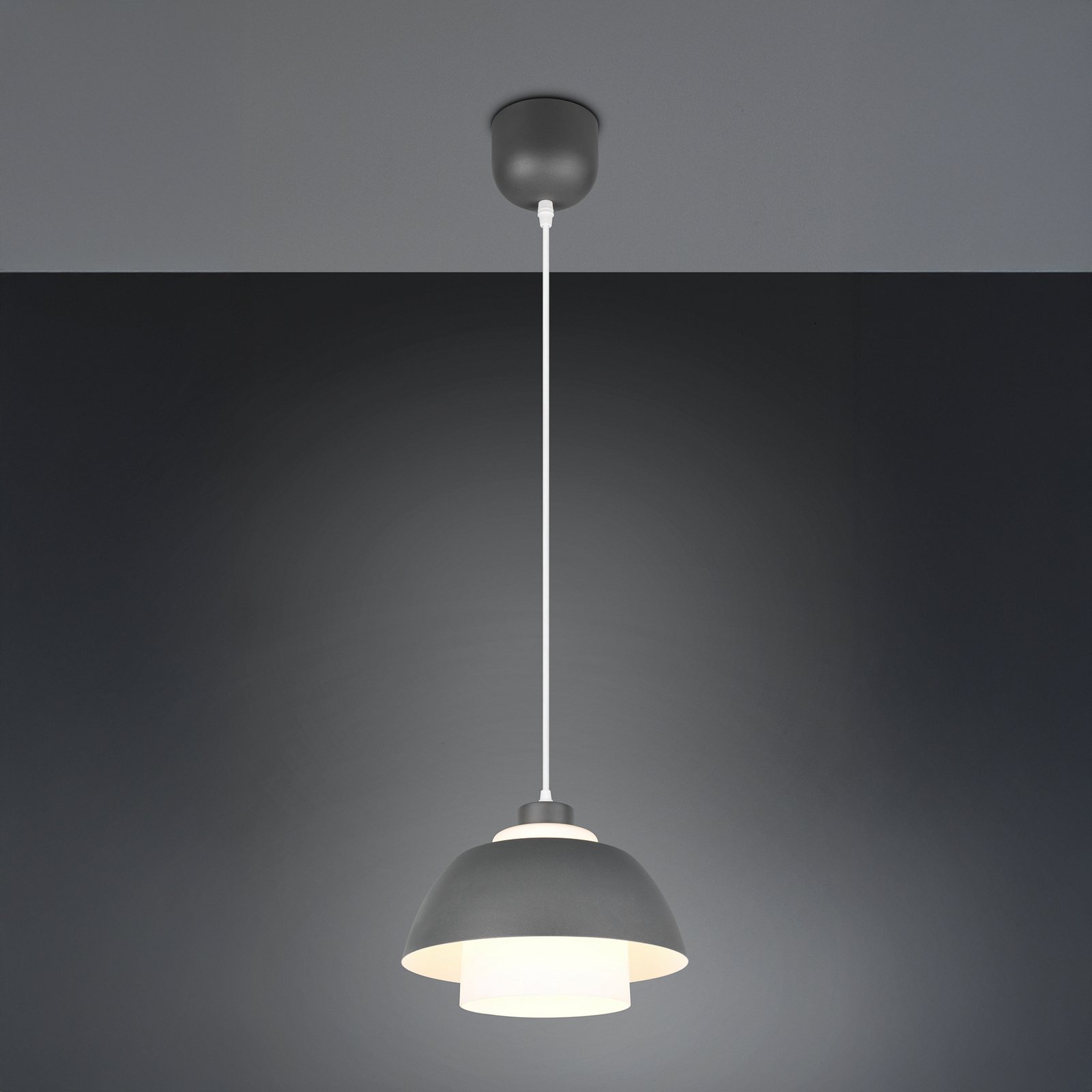 Hanglamp Tilos, antraciet, Ø 30 cm, metaal/glas, E27