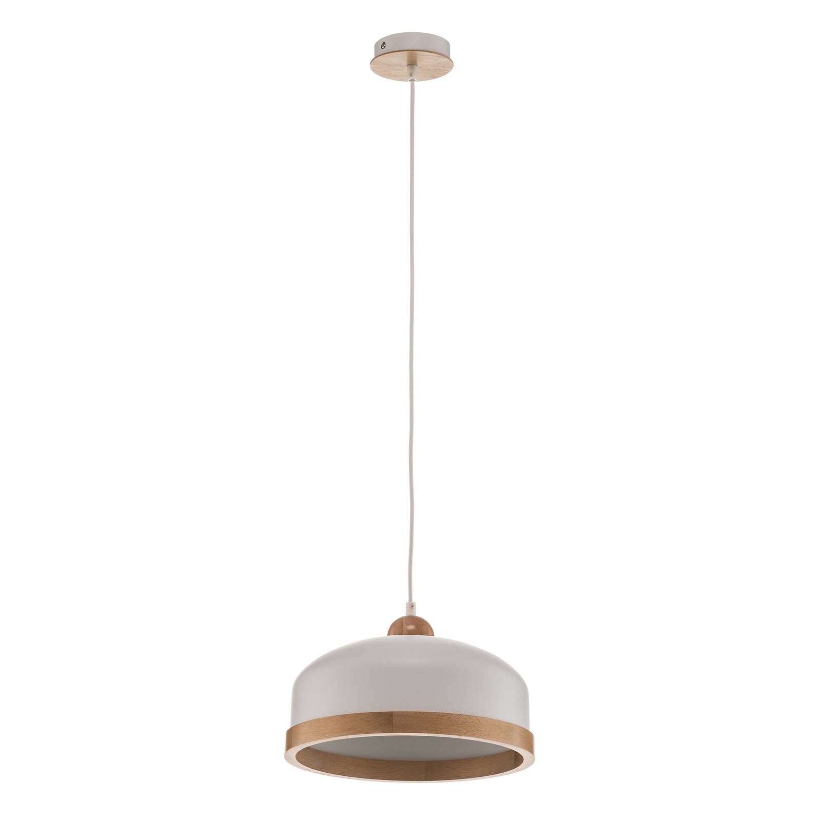 Suspension Studio décor bois 1 lampe blanche