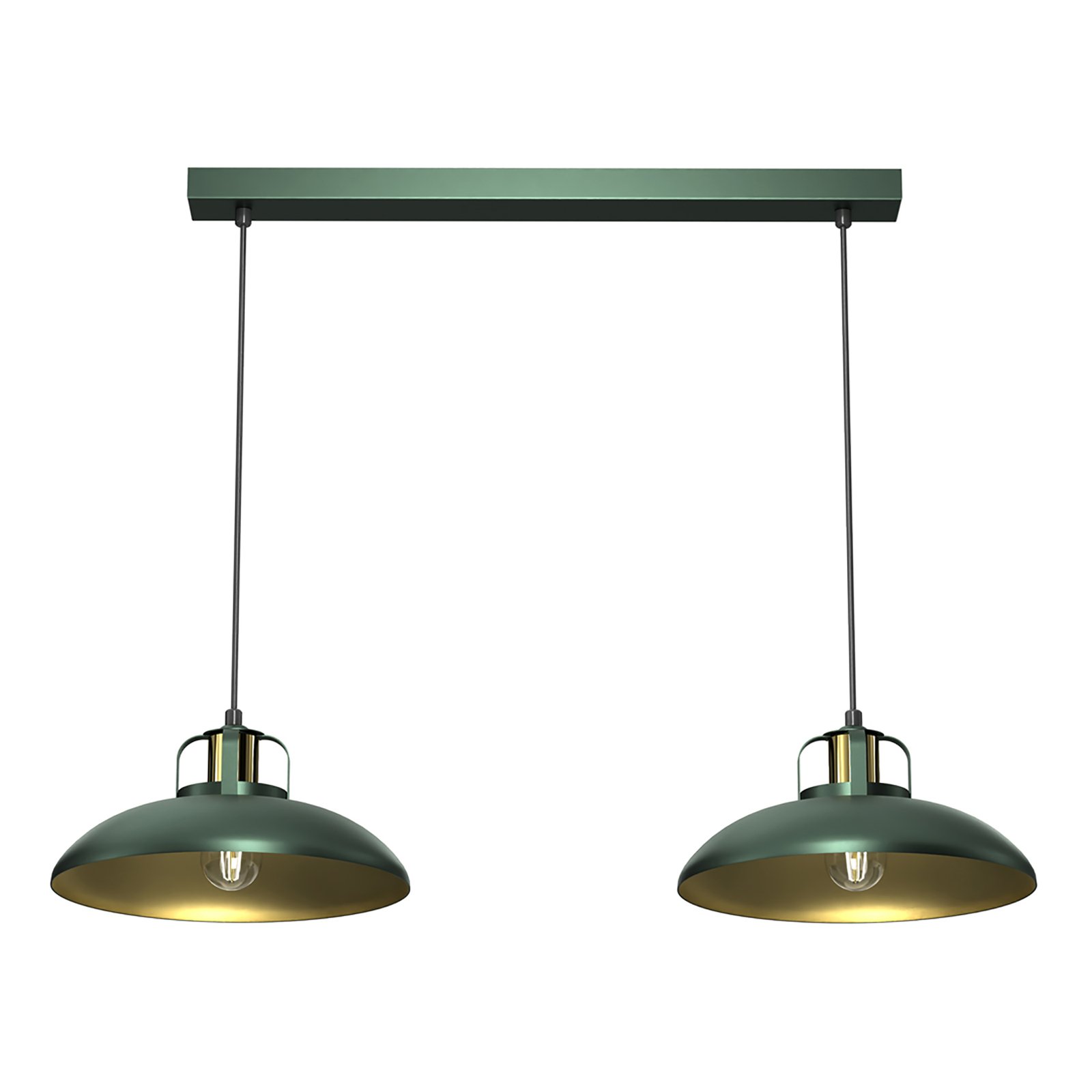 Felix hanging light, green/gold, 2-bulb