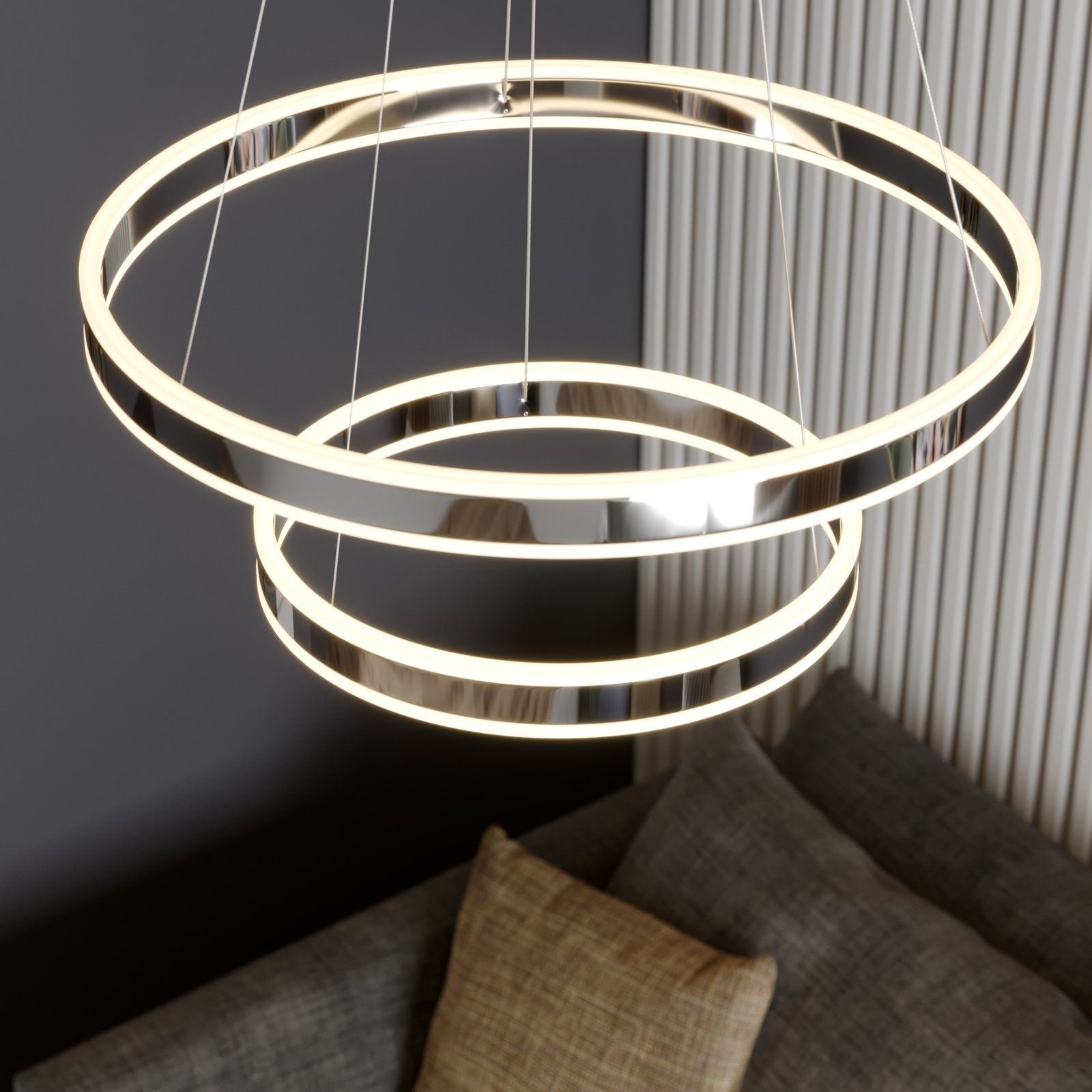 Lyani 2 Lámpara Colgante Ø60 Chrome/White - Lucande