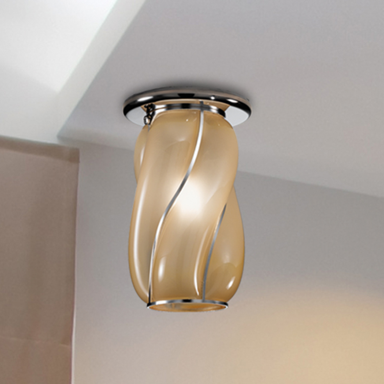 Amber-coloured Orione ceiling light, striped