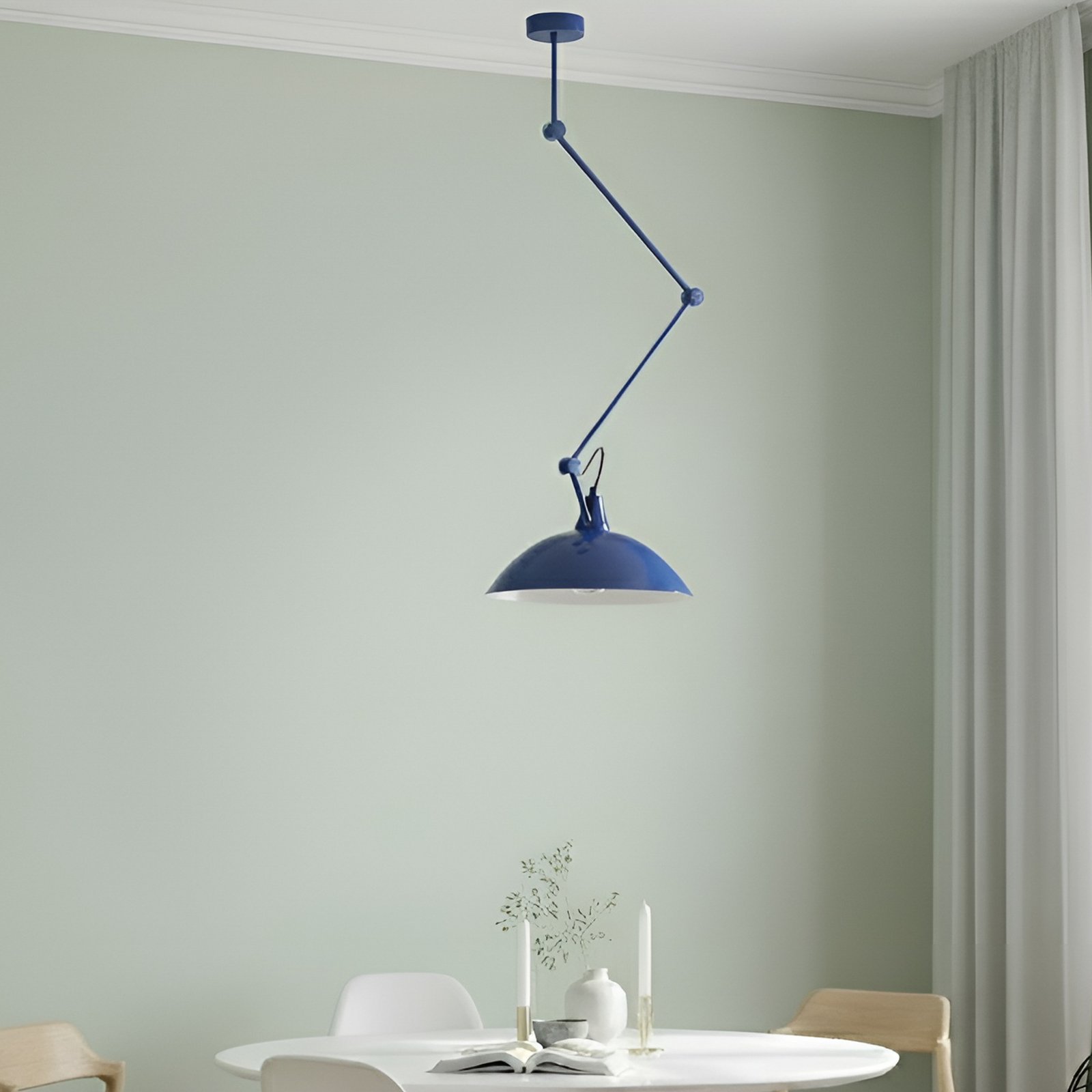 Lampada a sospensione Melos, blu, Ø 36 cm, metallo