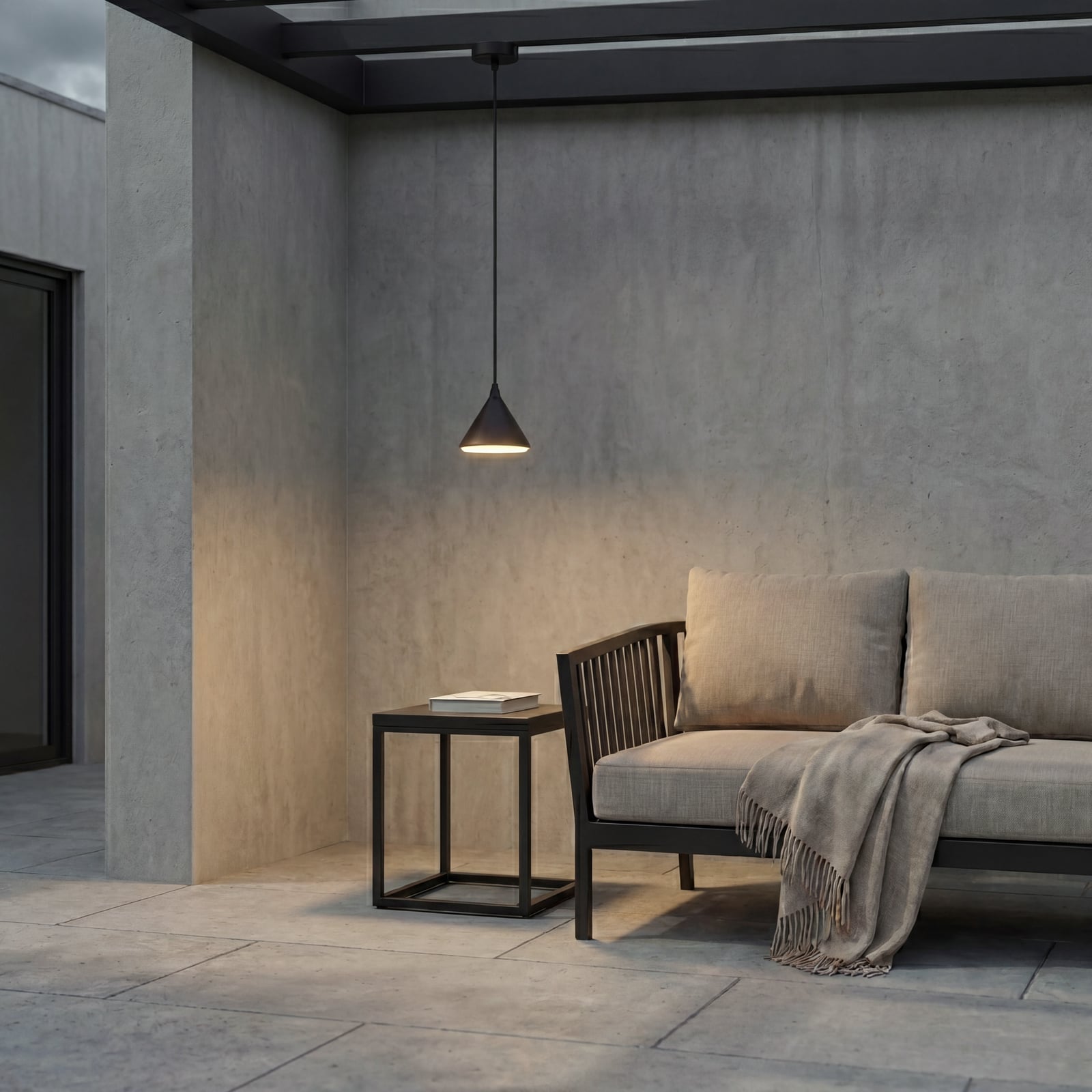 Lindby LED висяща лампа за външно осветление Soran, Ø 15 см, черна, IP44