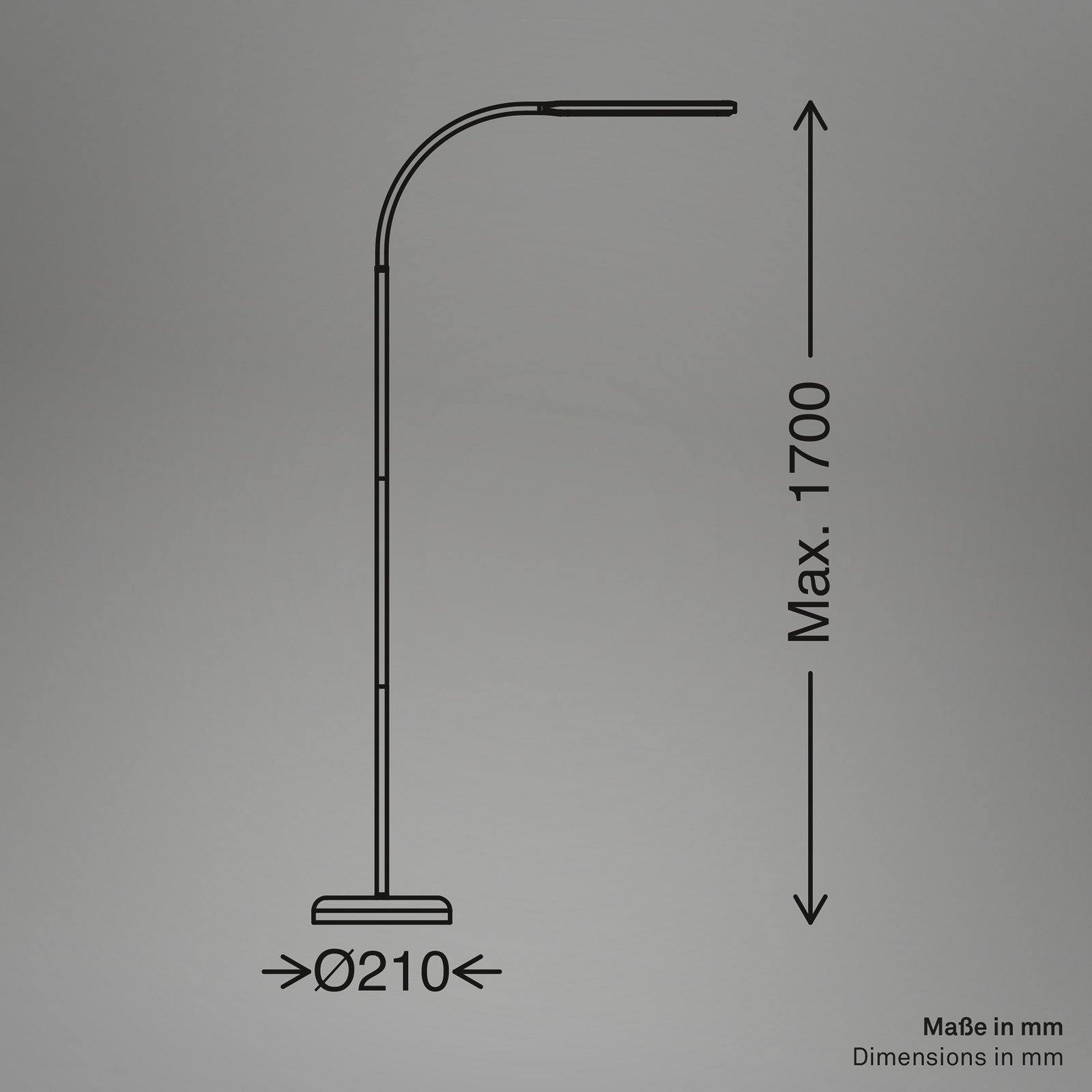 LED-lattiavalo Mura, valkoinen, korkeus 170 cm, metalli, kosketusohjain