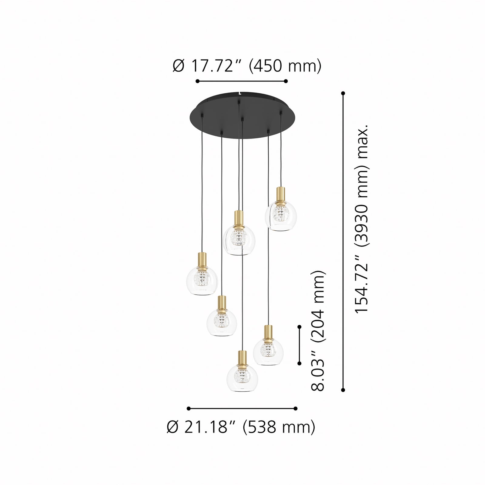 Suspension LED Stars of Light Terque, laiton, Ø 54 cm, à 6 lampes