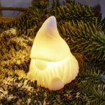 Figurină decorativă LED Coco, albă, înălțime 13 cm, ceară, funcționează cu