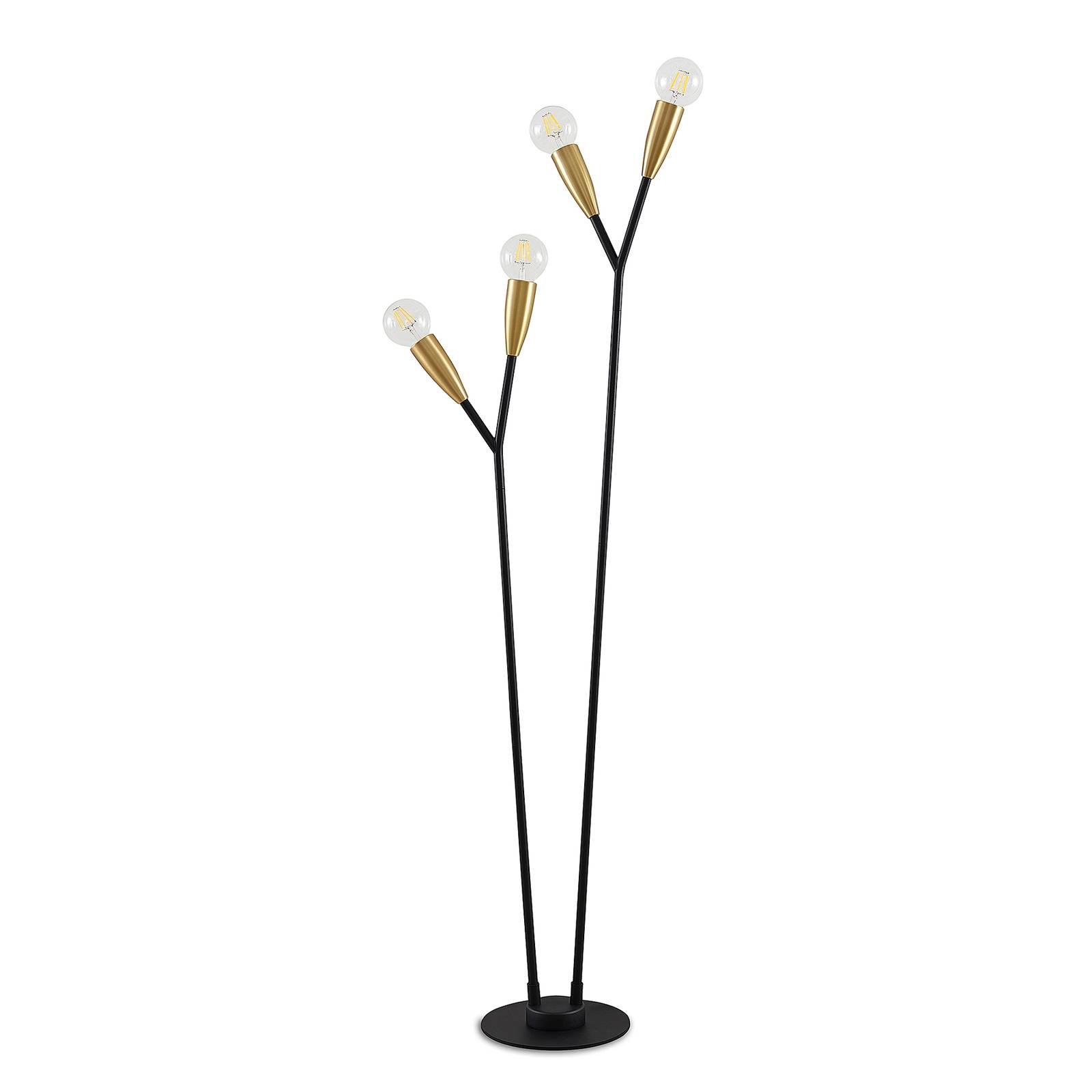Lucande Carlea álló lámpa, 4 izzós fekete-sárgaréz
