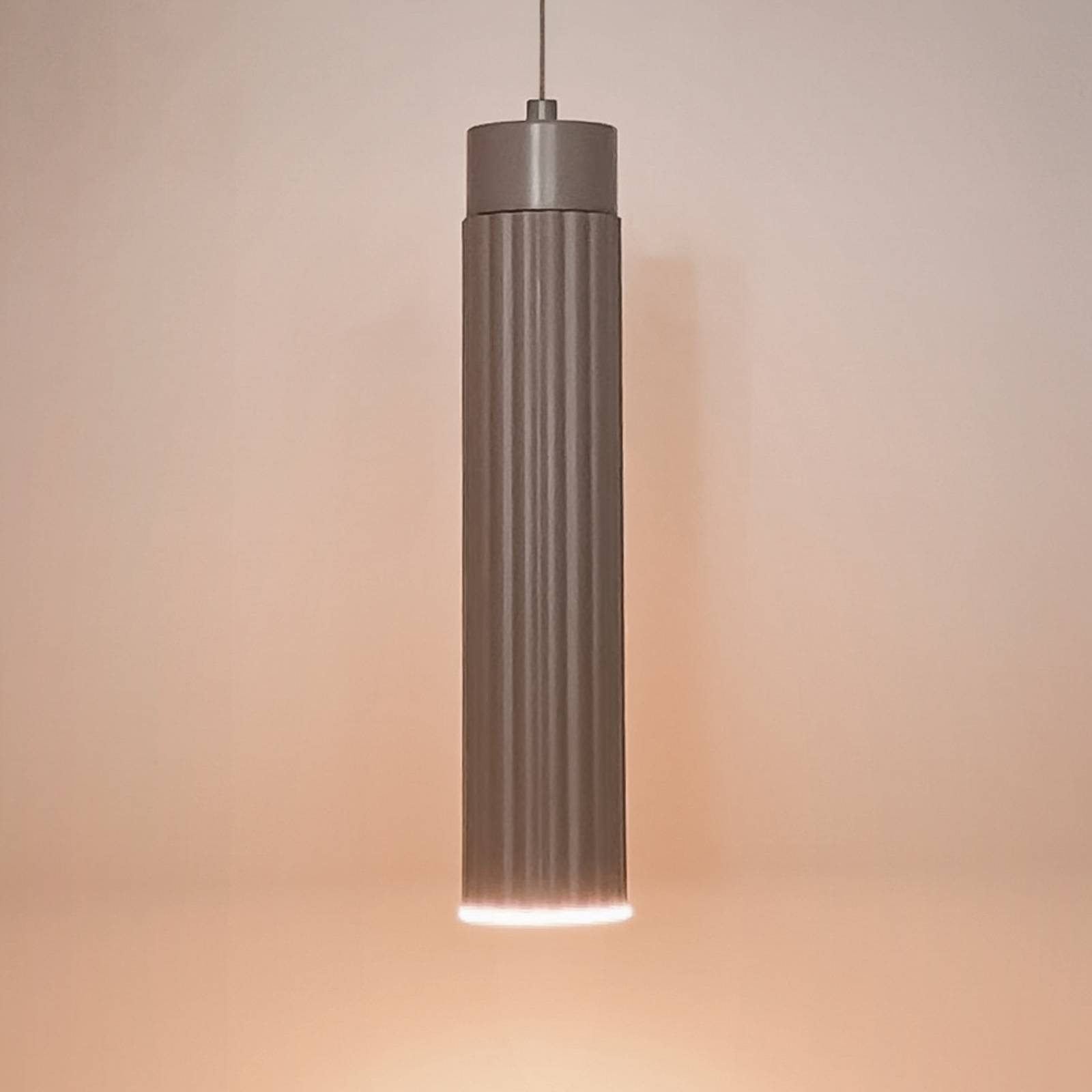 LED-pendellampe med batteri, Hang, beige, plast, dæmpbar
