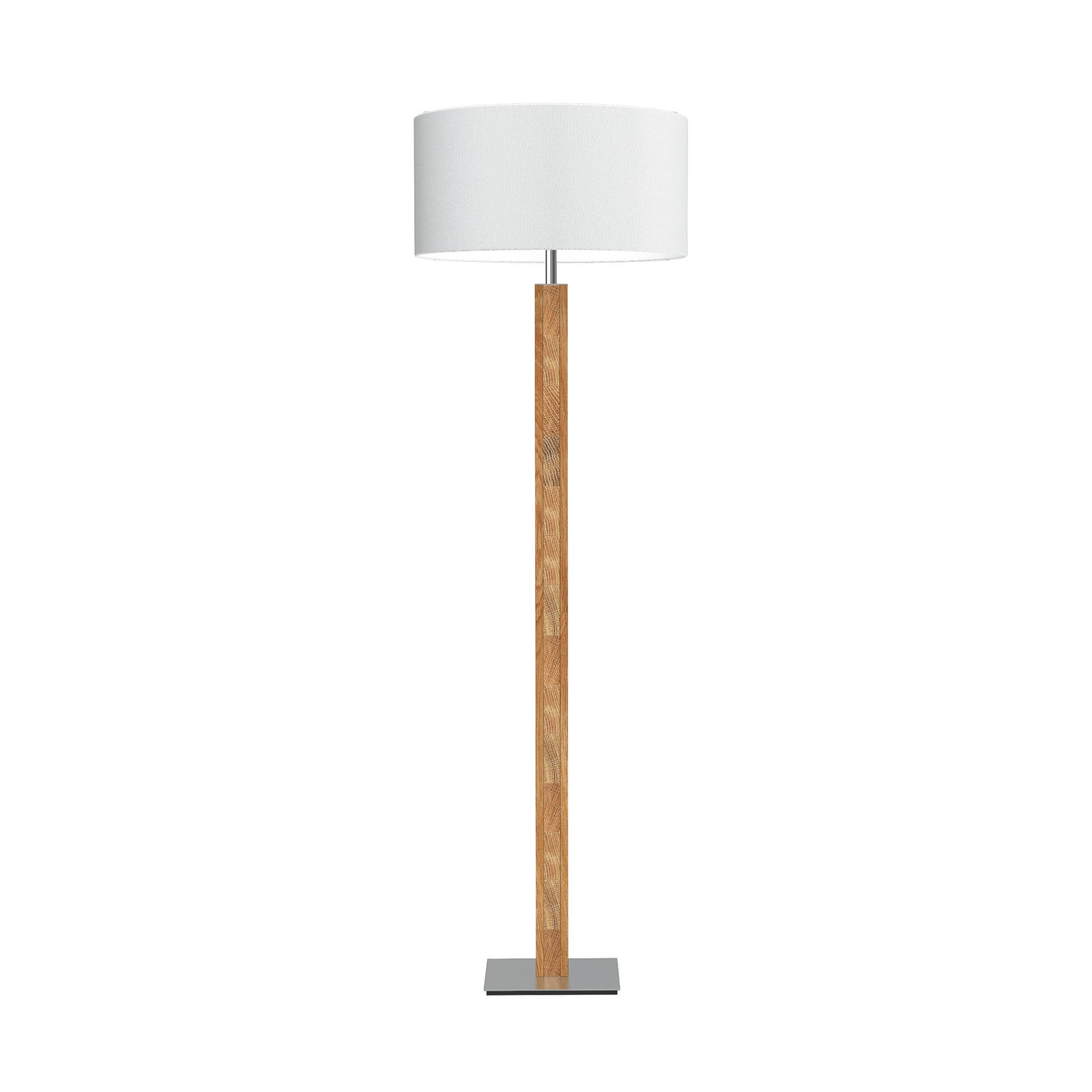 HerzBlut lampadar Karl K rotund lemn alb 160 cm E27 - Camera de zi / sufragerie - modern - alb cenușă uleioasă nichel mat periat