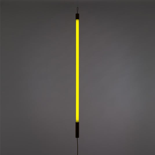 SELETTI LED-Leuchte Linea, gelb, Holzdetails, universal