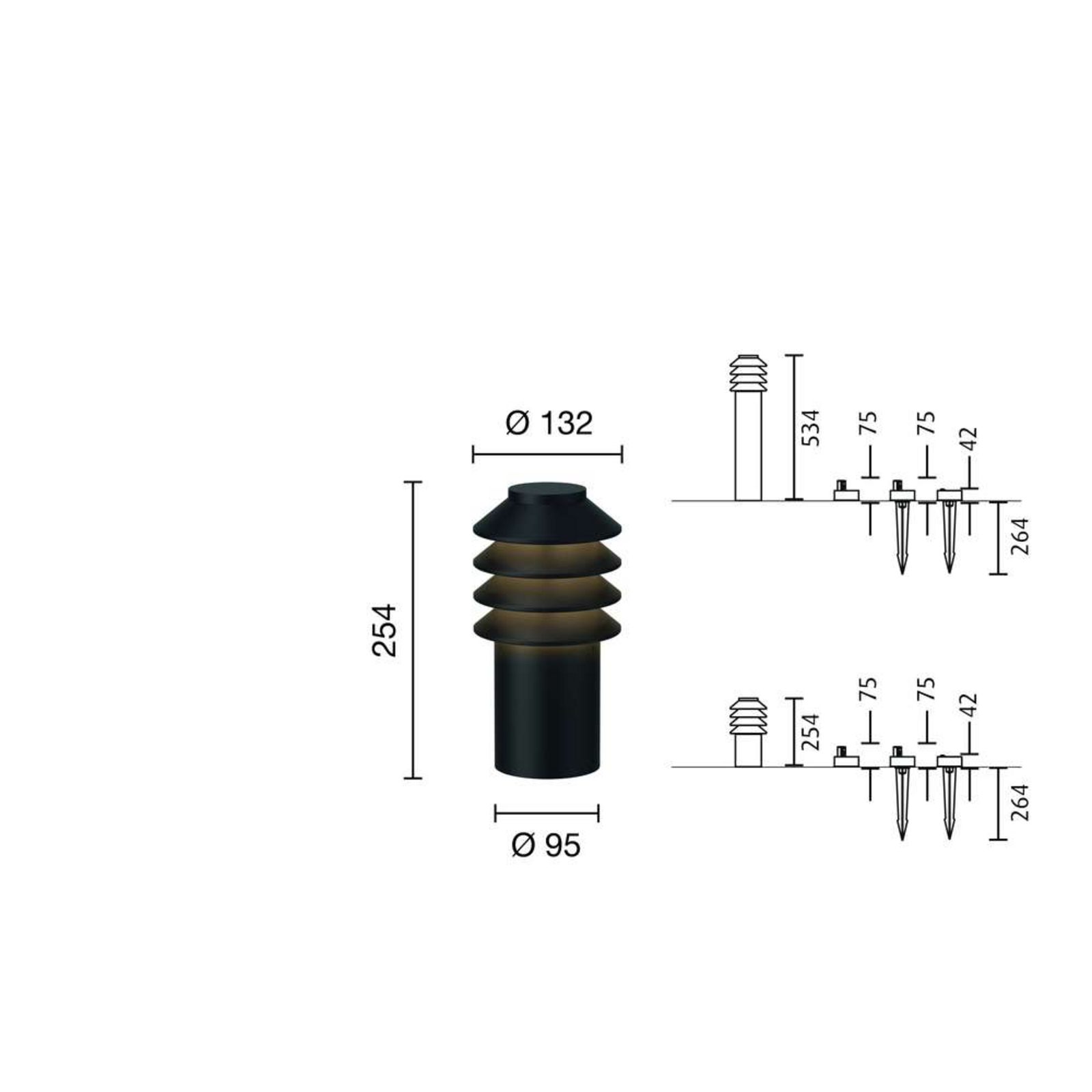 Bysted Garden Lampă de Grădină Short LED 2700K w/Base Black - Louis Poulsen