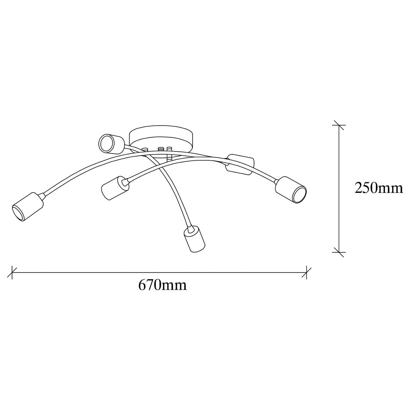 Lampa sufitowa Banana, czarna, metalowa, 67 cm, 6-punktowa, E27