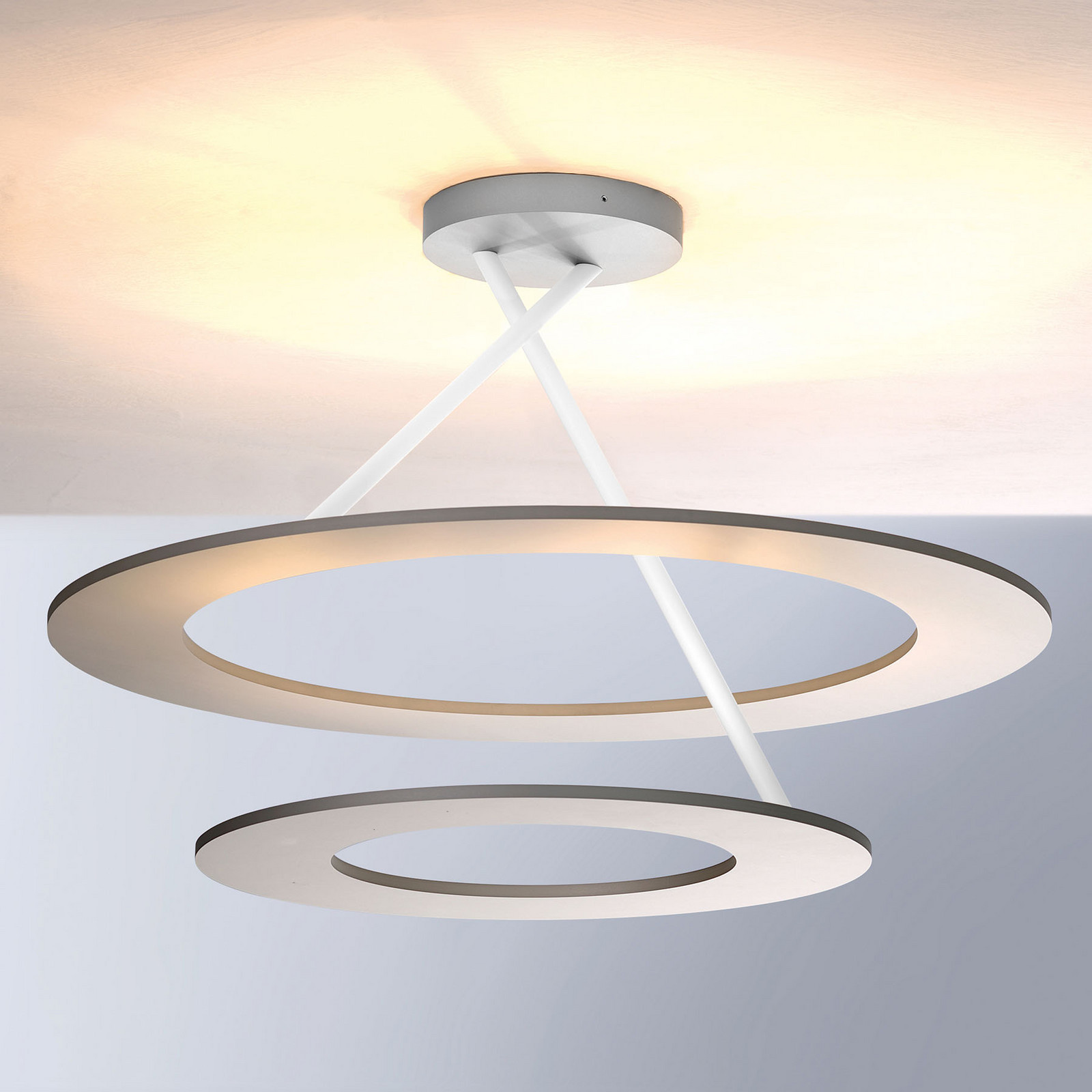 Bopp Stella plafonieră LED 2 inele aluminiu/alb - Camera de zi / sufragerie - modern - Metal