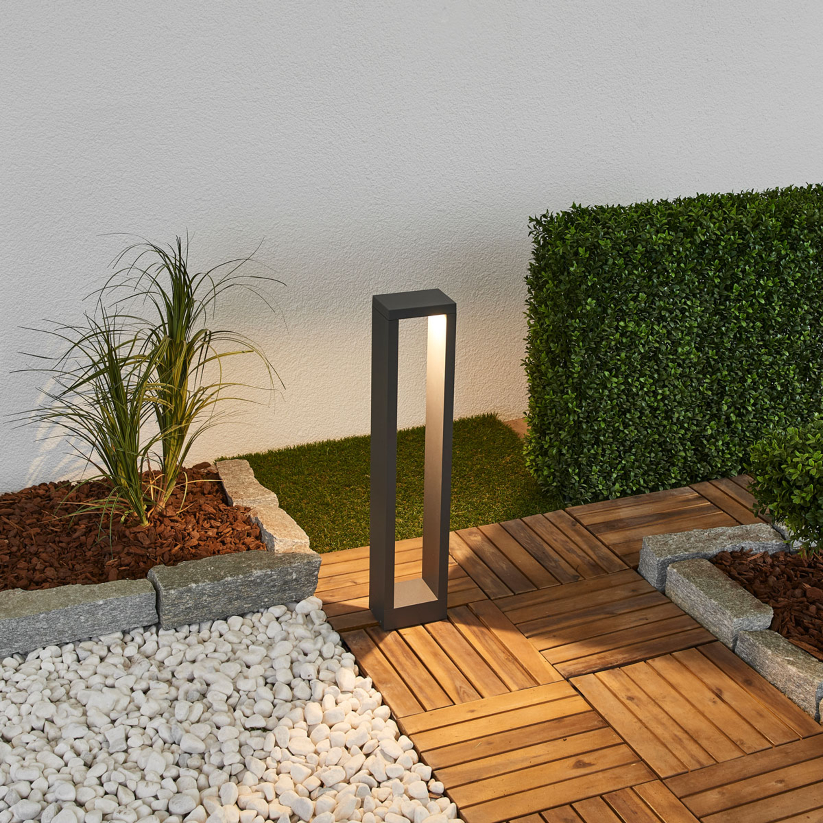 Lampa ogrodowa LED Lucande Jupp, grafitowo-szary, aluminium, 60 cm