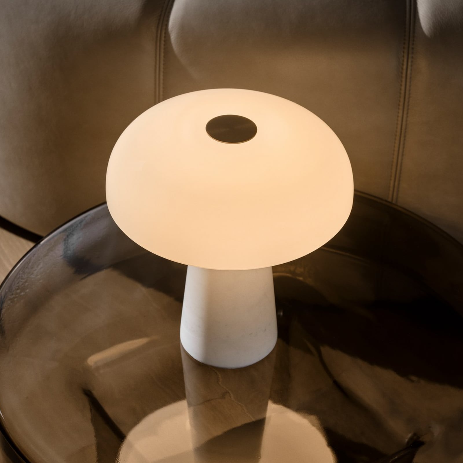Glossy mini, LED-Akku-Tischleuchte, Marmor weiß, Nordlux