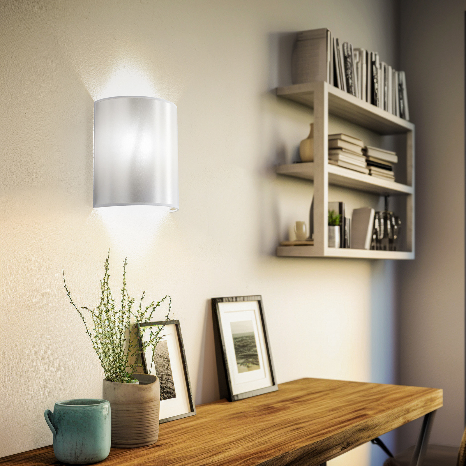 Wandlamp satijn van atlas, wit/goud