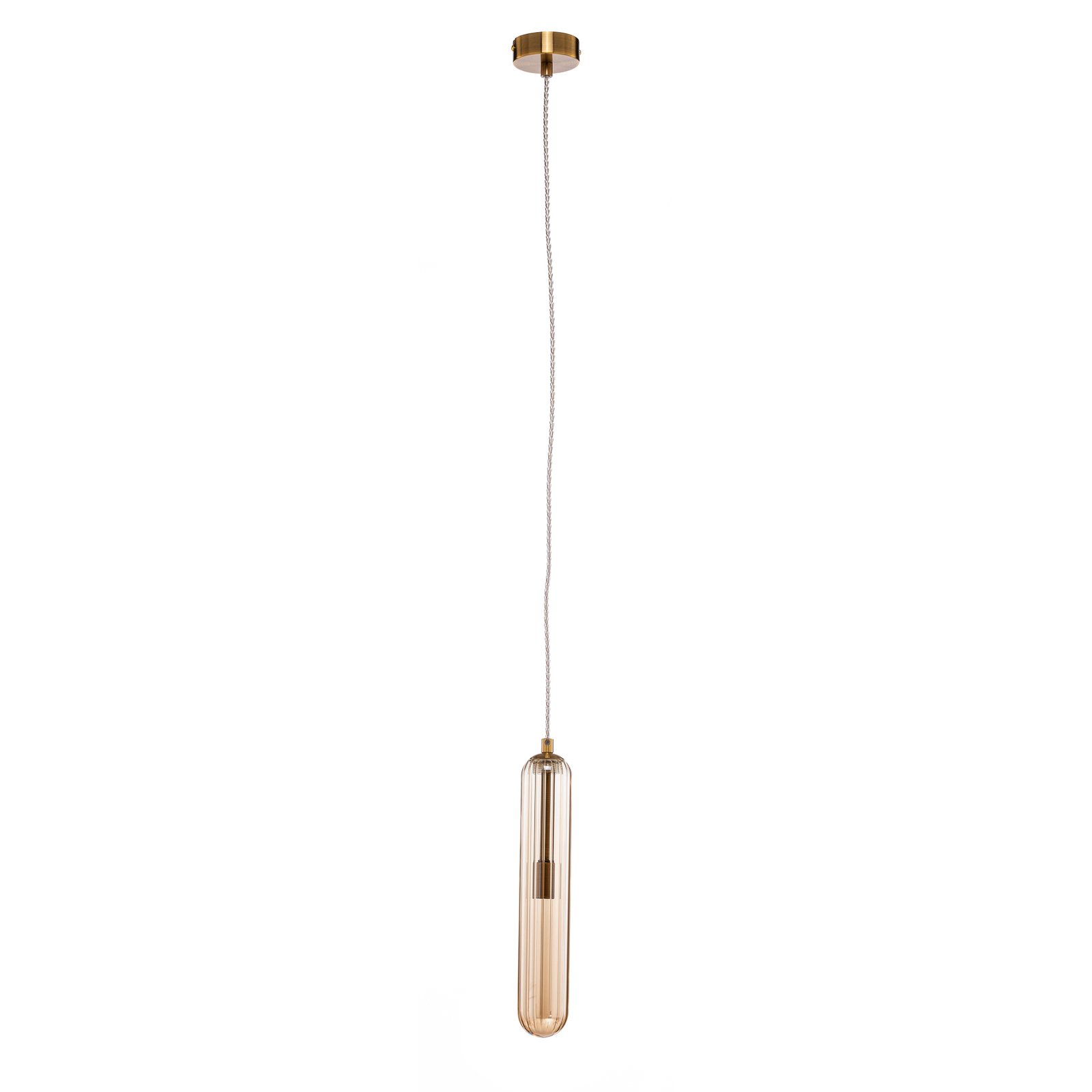 Lucande Freylin pendant light, 1-bulb, amber, glass, 6 cm