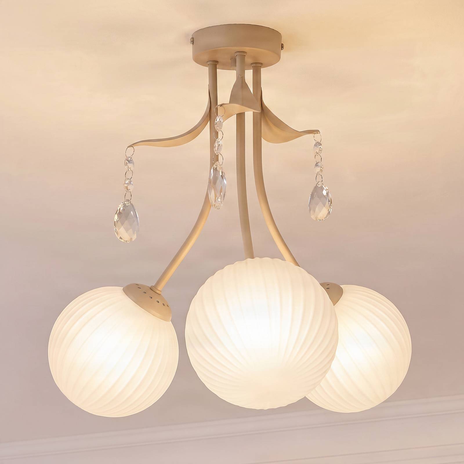 Lampa sufitowa Celeste, kolor taupe, Ø 40 cm, metal, 3-punktowa