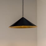 Candeeiro suspenso Fuji, fibra compósita, preto/dourado, Ø 50 cm