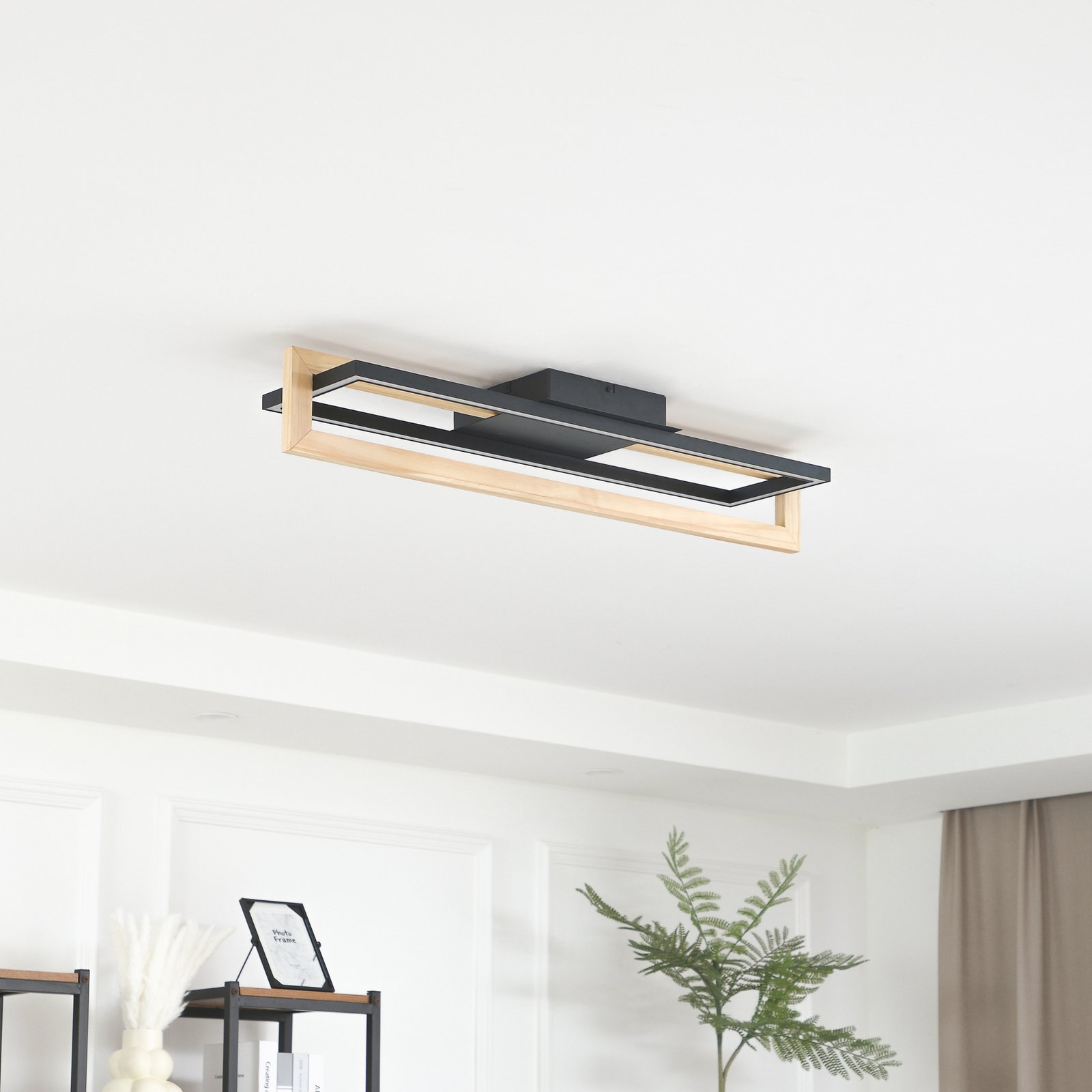 Holamu LED Deckenleuchte L86 Schwarz/Holz - Lindby