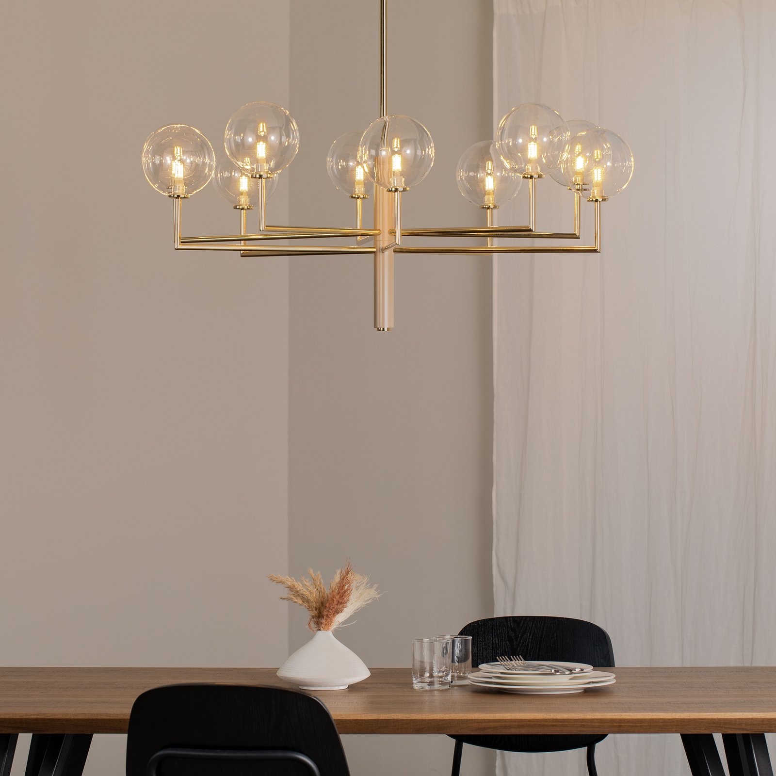 Kronleuchter Feme, goldfarben, Glas, 10-flammig, G9