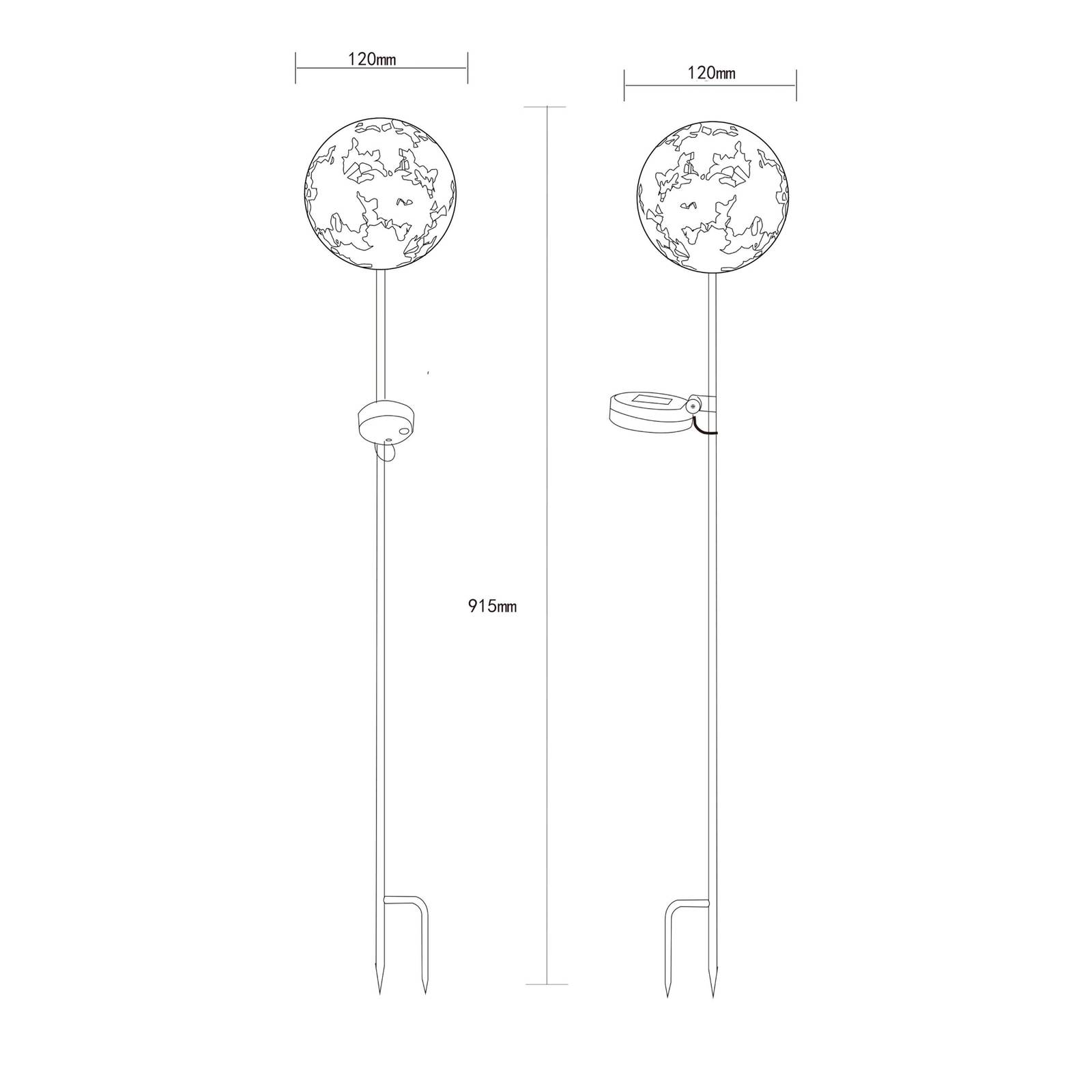 Lampa z grotem ziemnym LED 36747, kula ziemska, rdzawobrązowa, metalowa