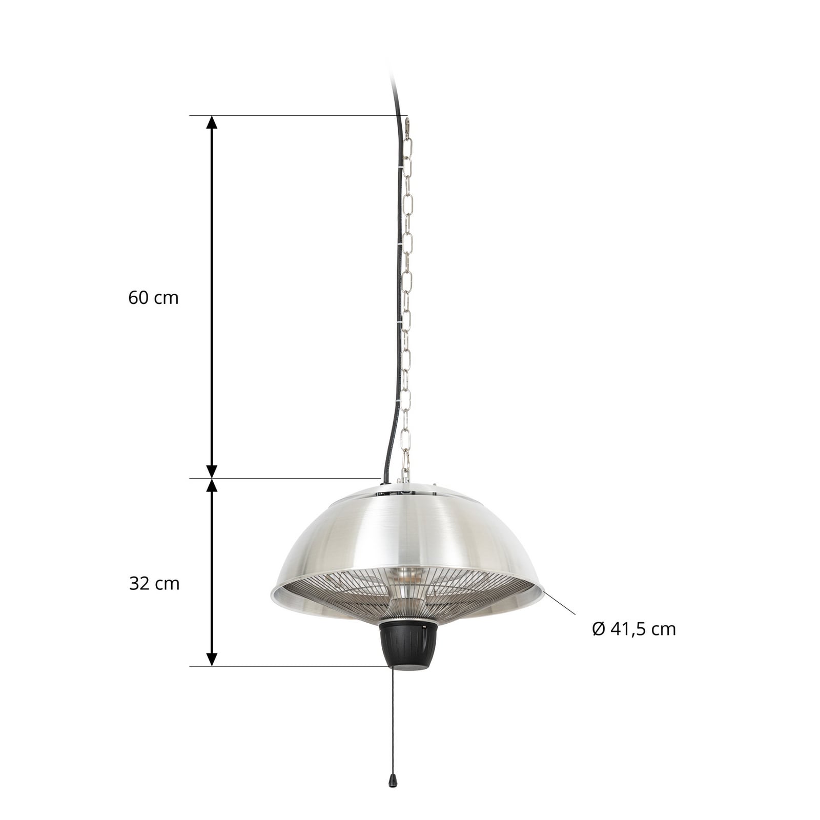 Wiszący promiennik grzewczy Theriona, srebrny, Ø 42 cm, IP24 – Lucande