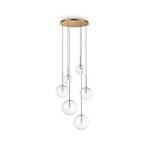 Ideal Lux Equinoxe hanging light 6-light brass-coloured clear glass