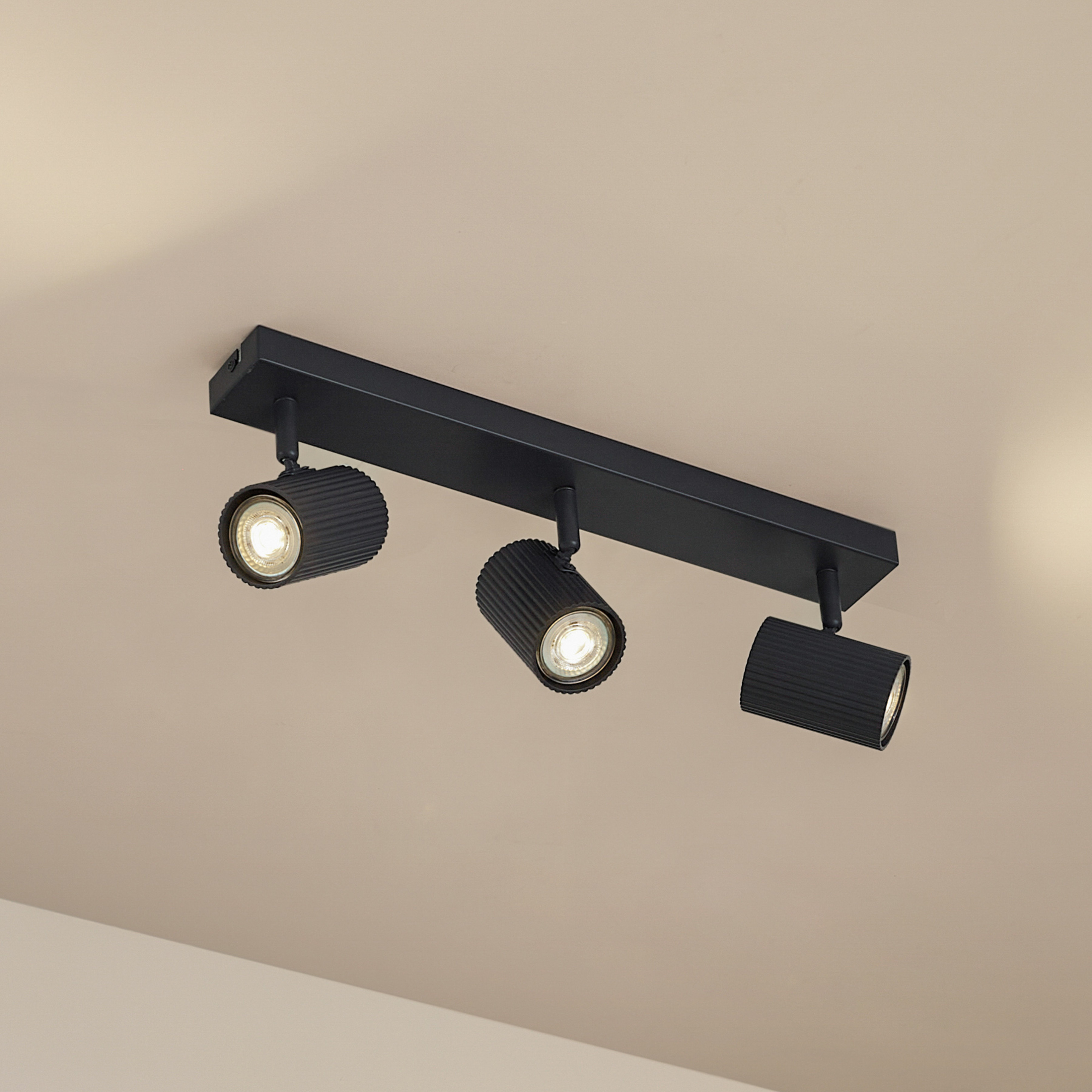Lindby Deckenspots Kardis, dunkelgrau, 3-flg., Metall, GU10