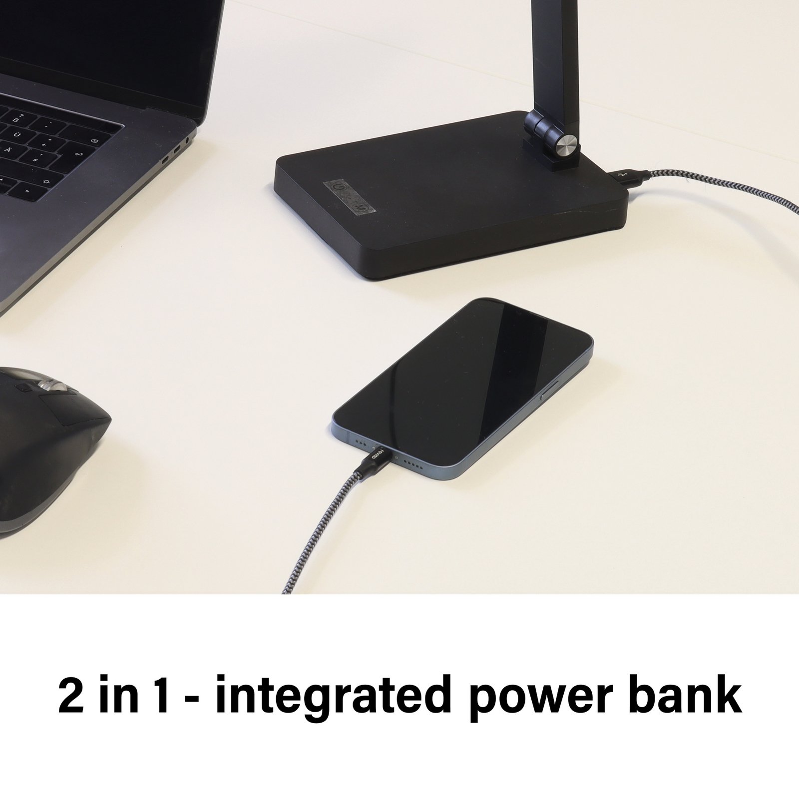 Ole LED rechargeable office desk lamp, black, sensor, dimmable, CCT