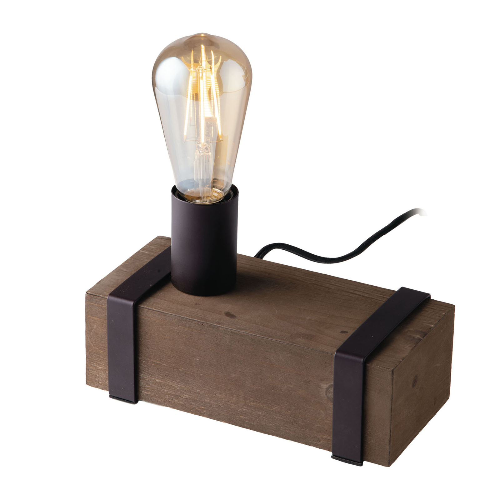Tafellamp Texas van antiek hout, 1-lamp