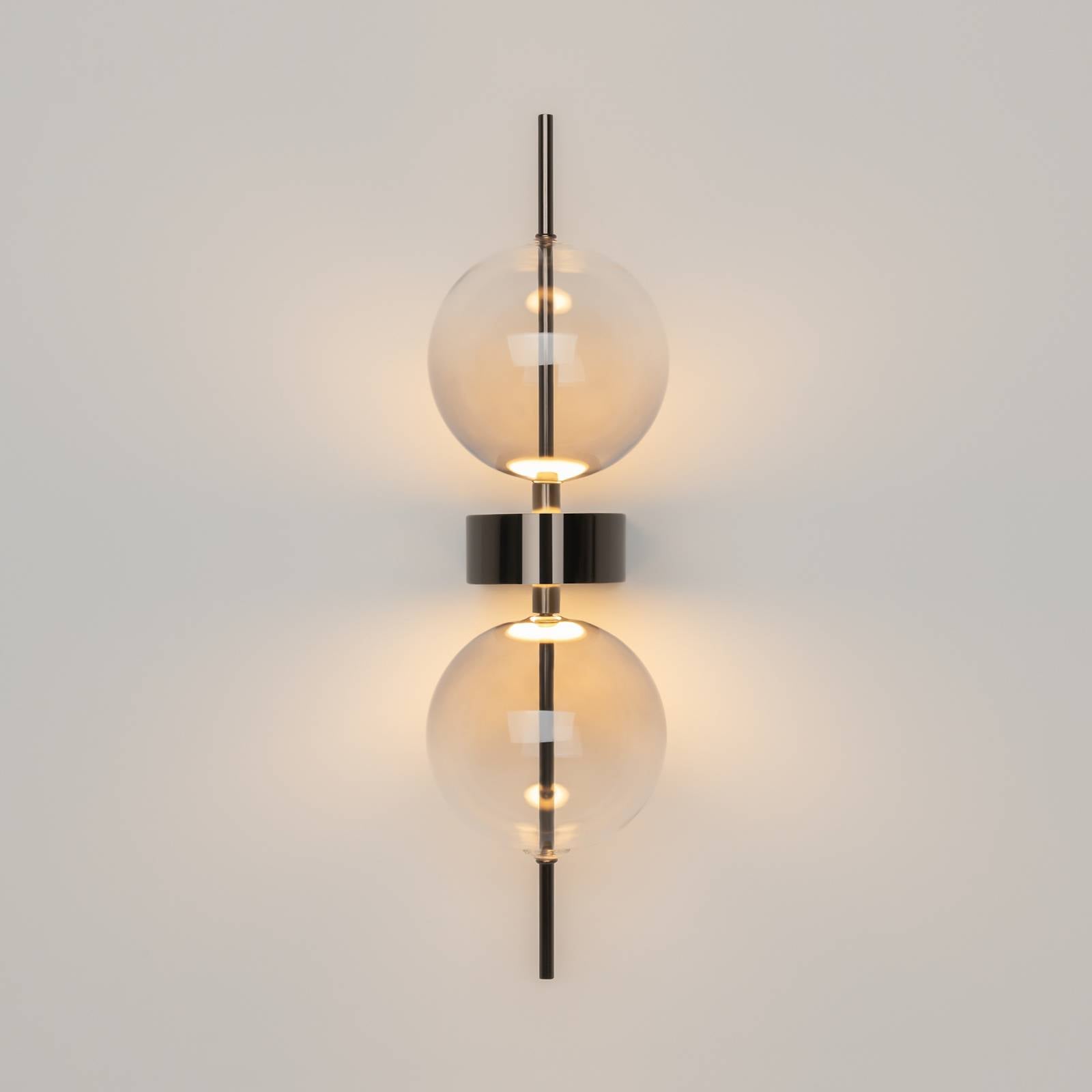 Maytoni Double Moon Led Wall Light, Smoky Grey, Height 43 Cm, Glass