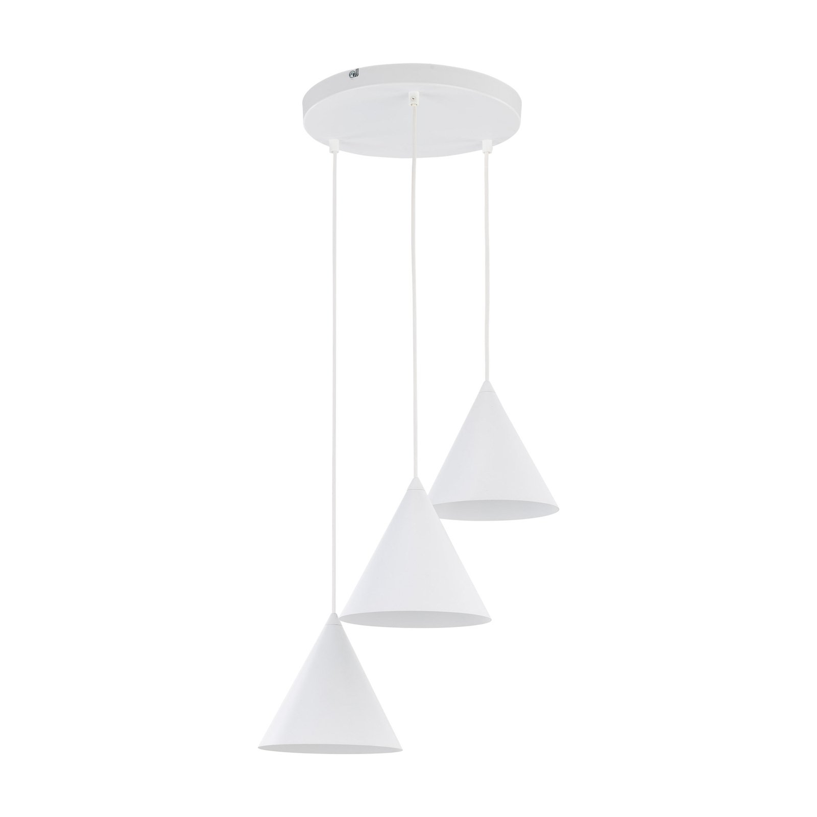 Cono viseča svetilka, s tremi lučmi, okrogla, Ø 42 cm, bela