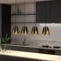 Lucande Lounit colgante, negro-dorado, 4 luces
