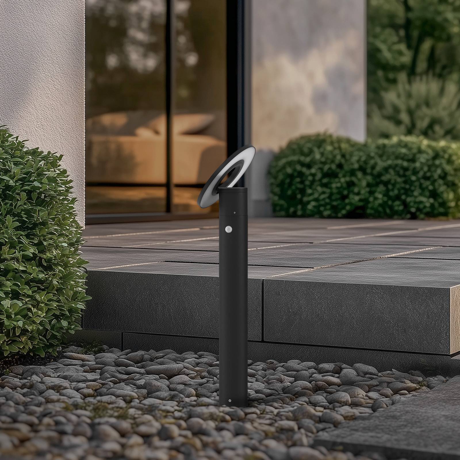 Słupek oświetleniowy LED Tovio, antracyt, Ø 24 cm, czujnik