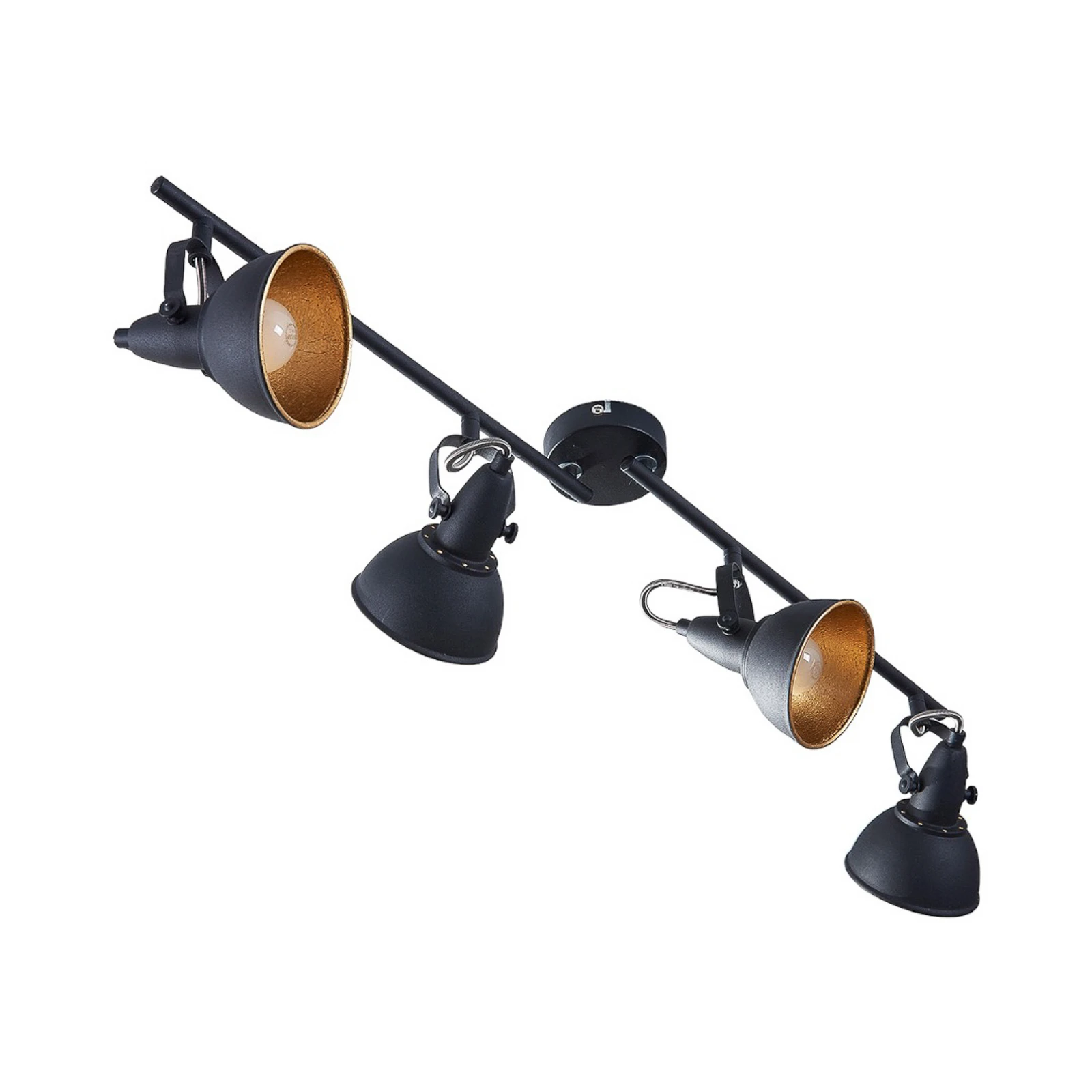 Lindby plafonnier Julin, 85 cm, à 4 lampes, noir-or