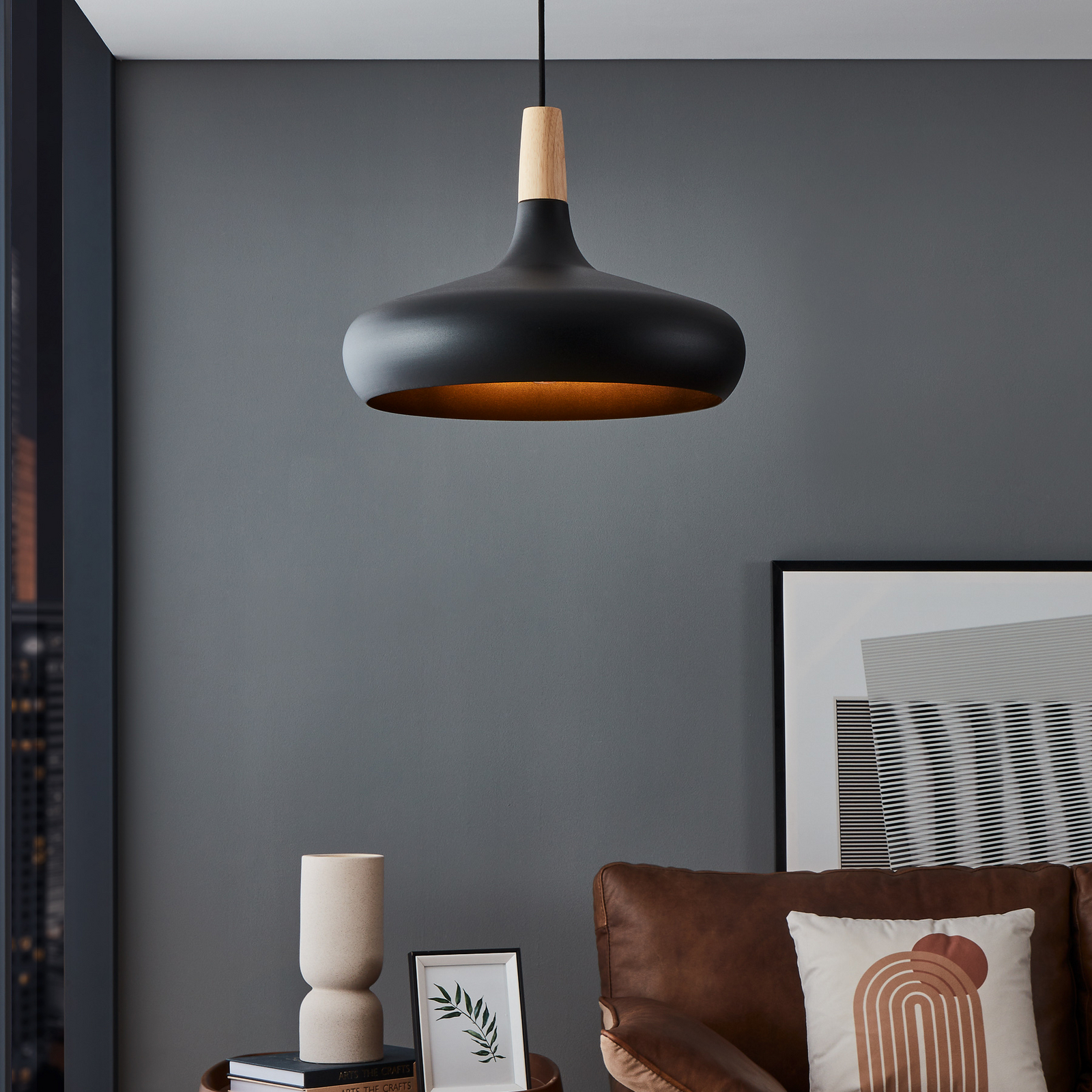 Sabinar viseća svjetiljka, 1 žarulja, crna, Ø 40 cm Sabinar viseća svjetiljka, 1 žarulja, crna, Ø 40 cm