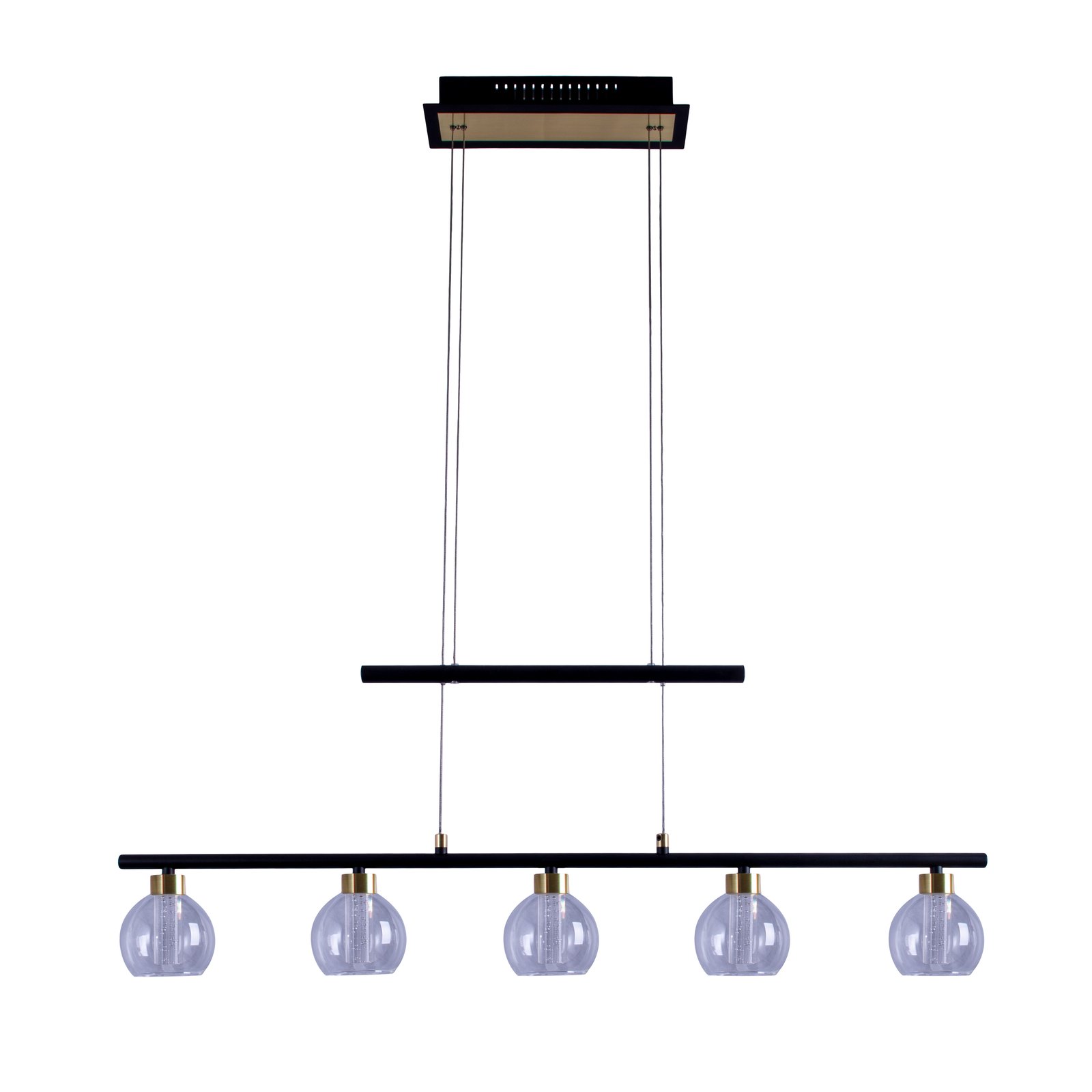 Brass LED pendant light 5-bulb height adjustable