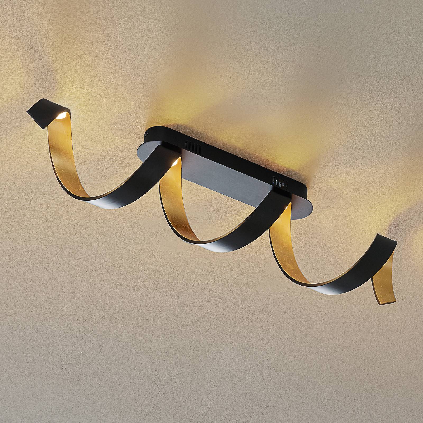 Helix LED ceiling light in black and gold Lights.co.uk