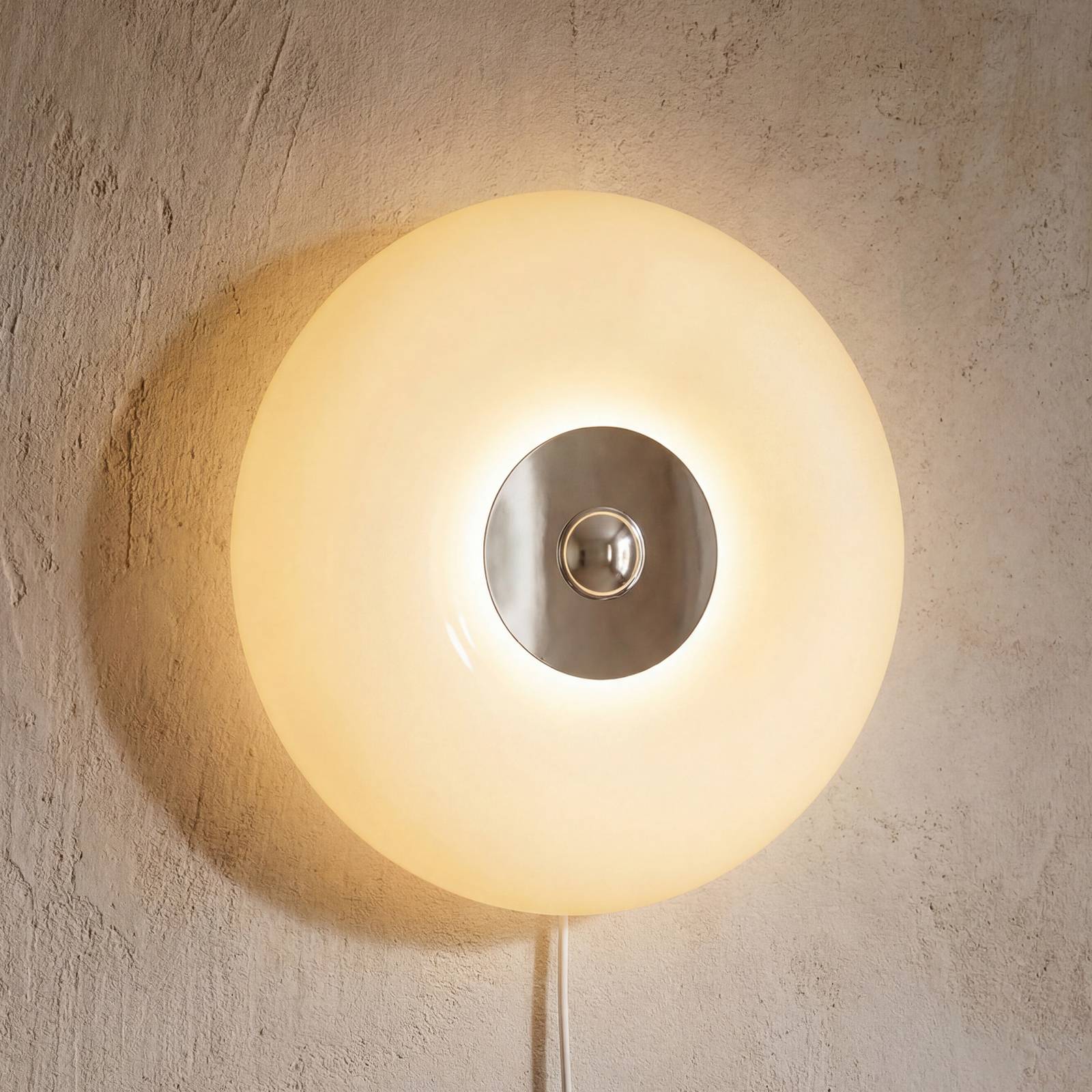 Kinkiet LED OSRAM Decor Lunea, biały, Ø 30 cm, szkło, ściemniany zakres CCT