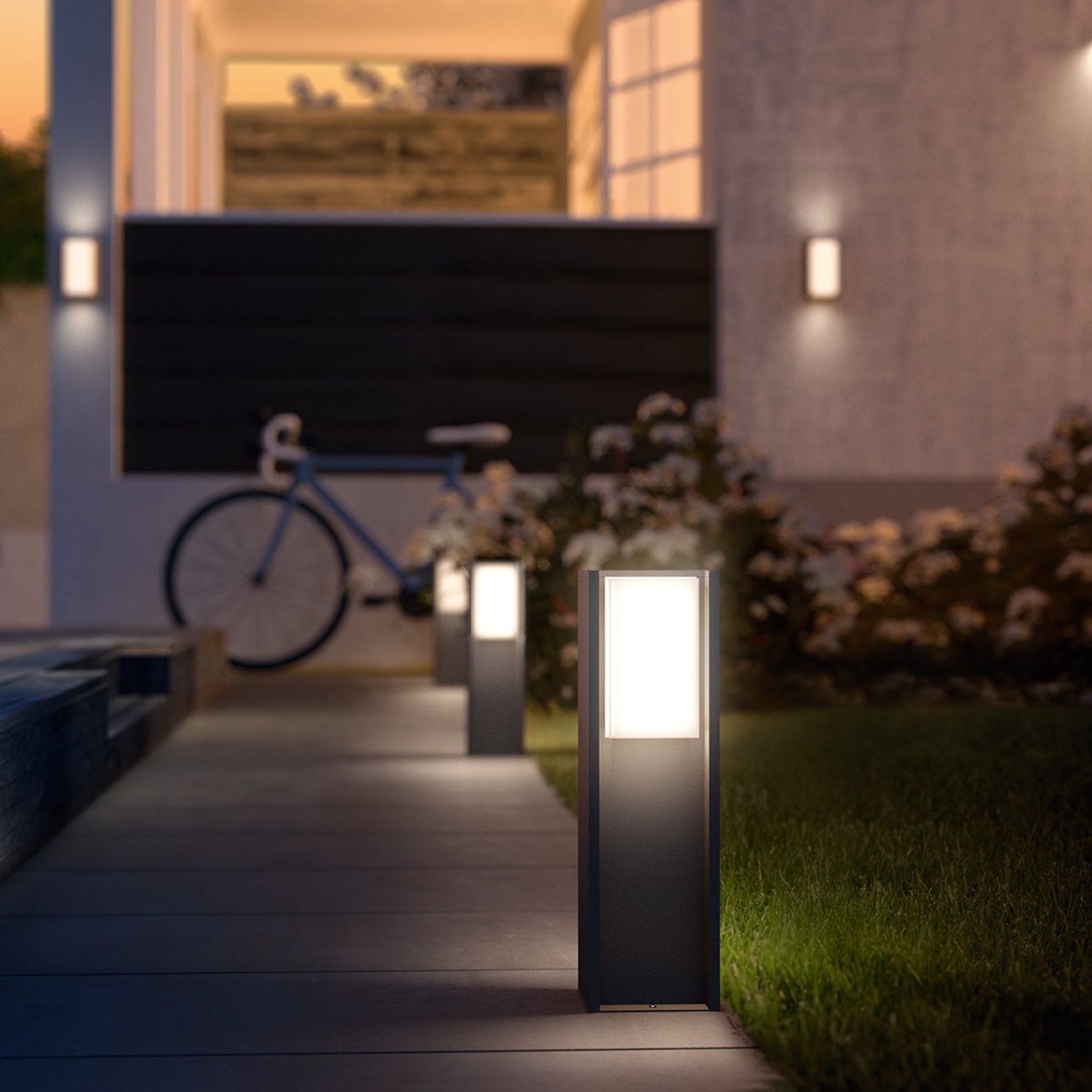 Turaco Utendørs Pullert Wide Hue White Antracit - Philips Hue
