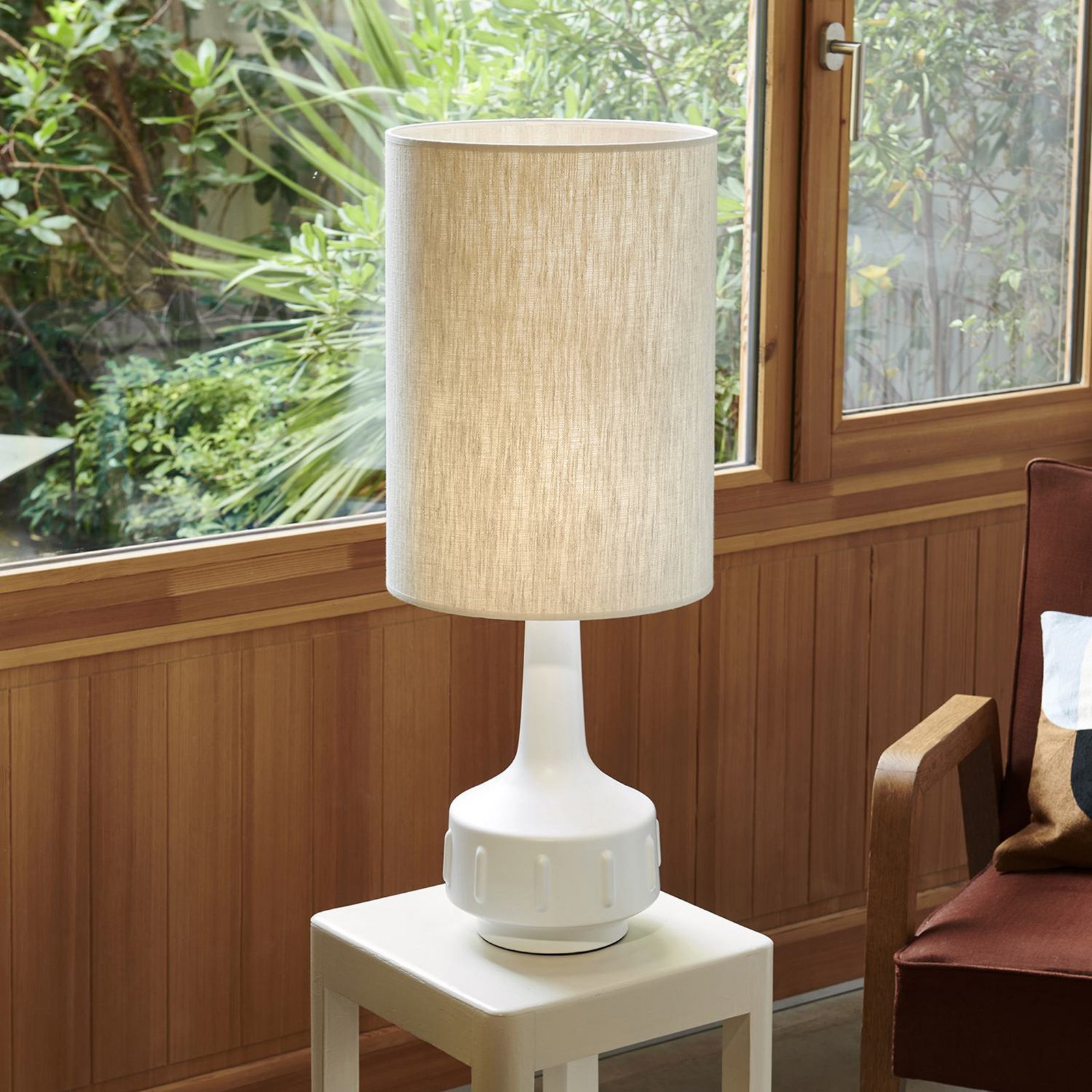 MARKET SET Lampă de masă Jimmy, alb/bej, înălțime 83 cm
