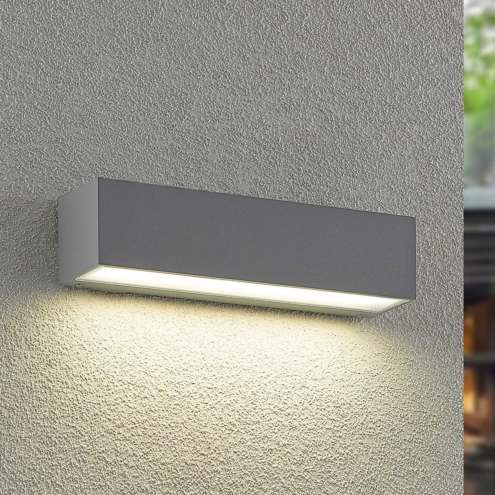 Arcchio LED outdoor wall lamp Lengo, CCT, 25 cm, 1-bulb, grey